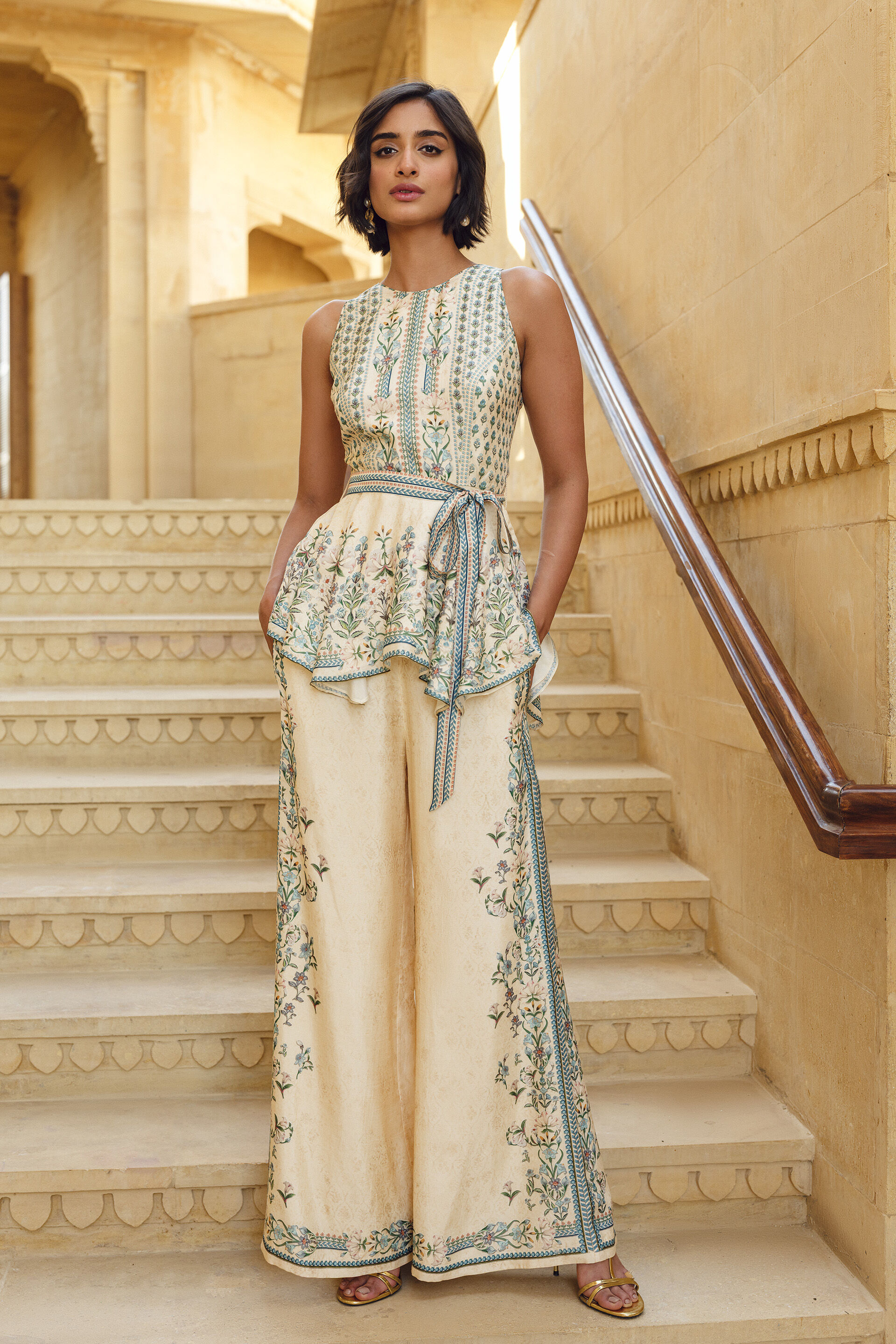 Elyria Palazzo Set - Ivory, Ivory, image 1