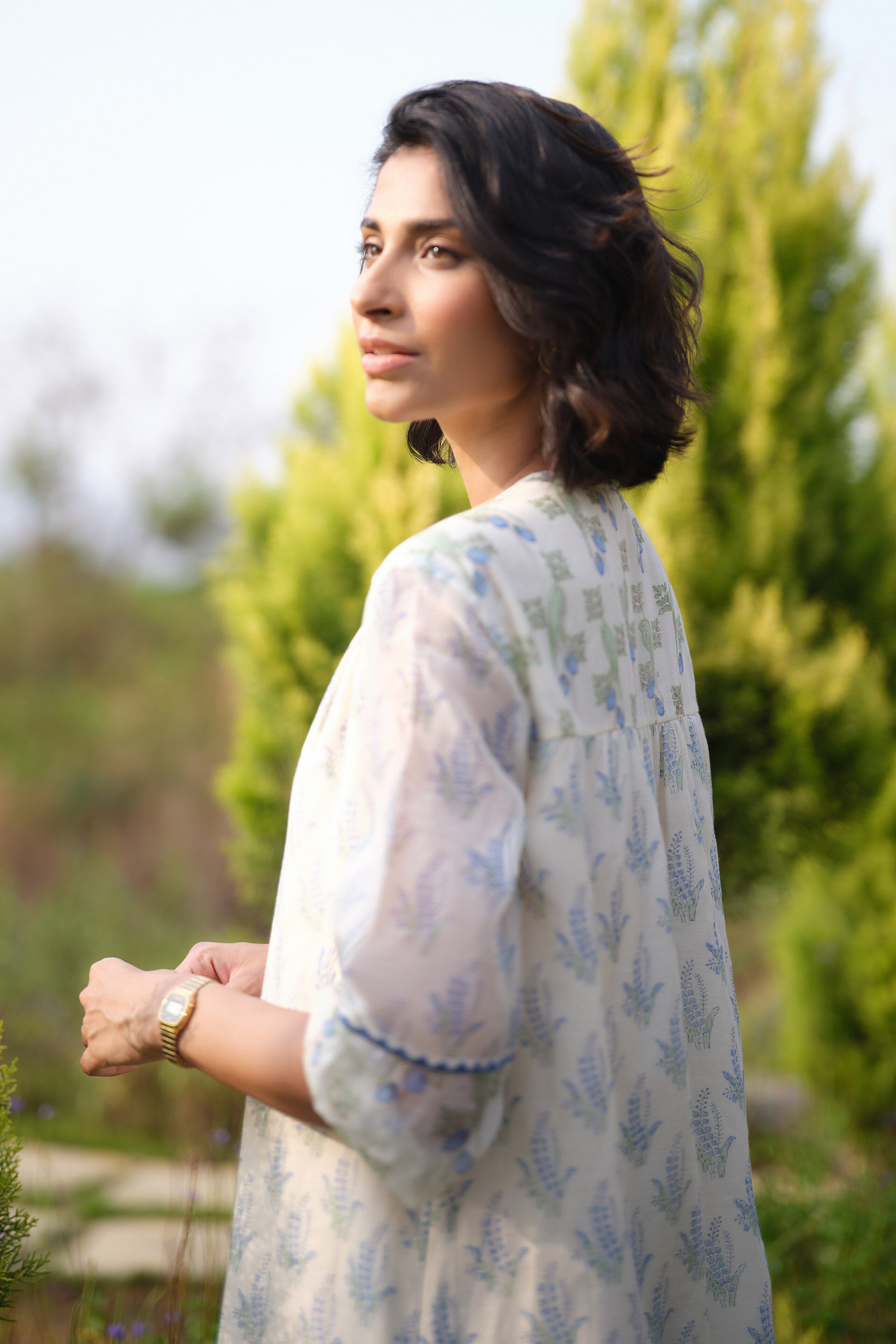 Ansley Hand-block Printed Mul Co-ord - White, White, image 6