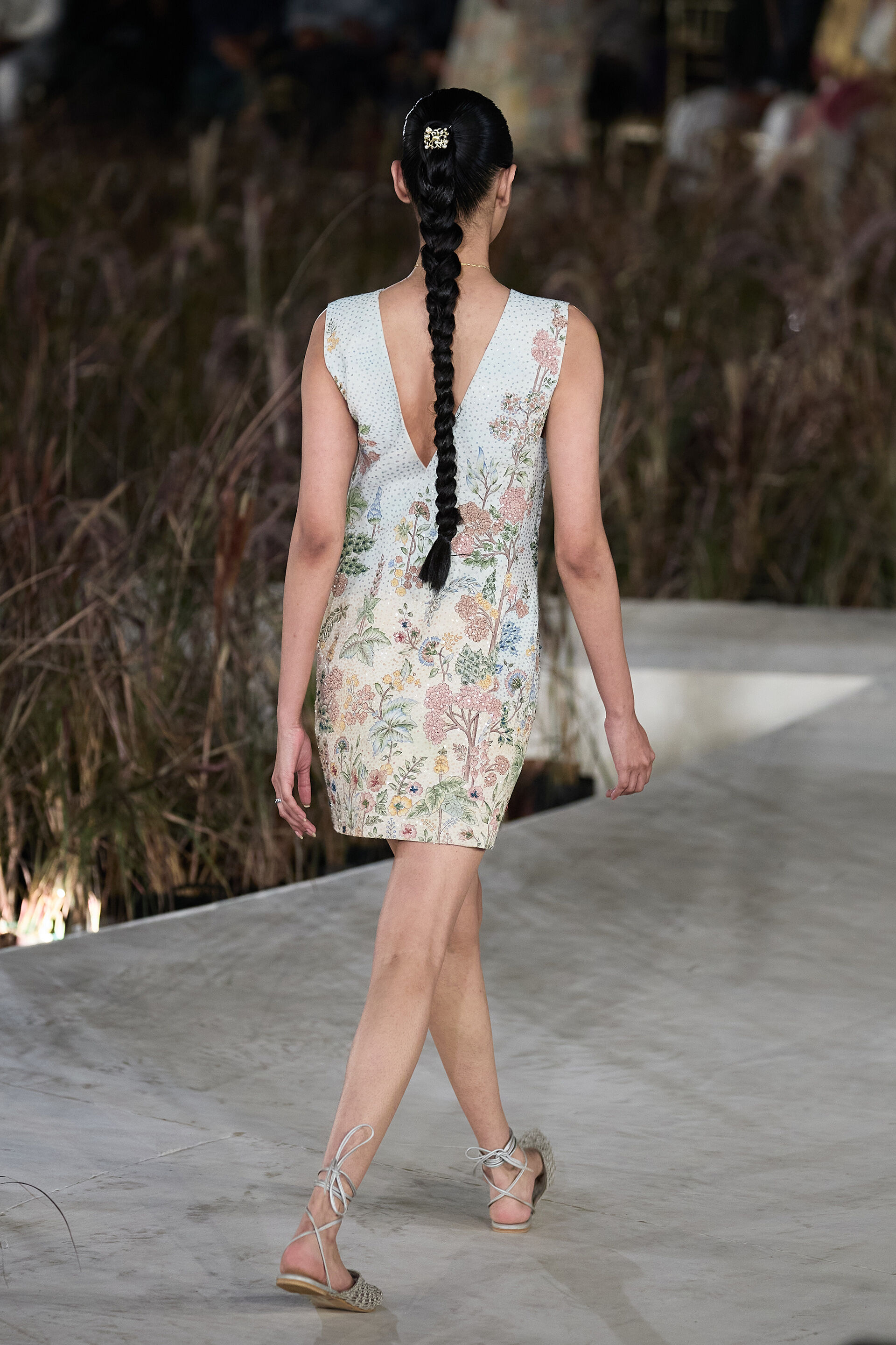 Leafsong Hand-painted Pichhwai Silk Dress - Ivory