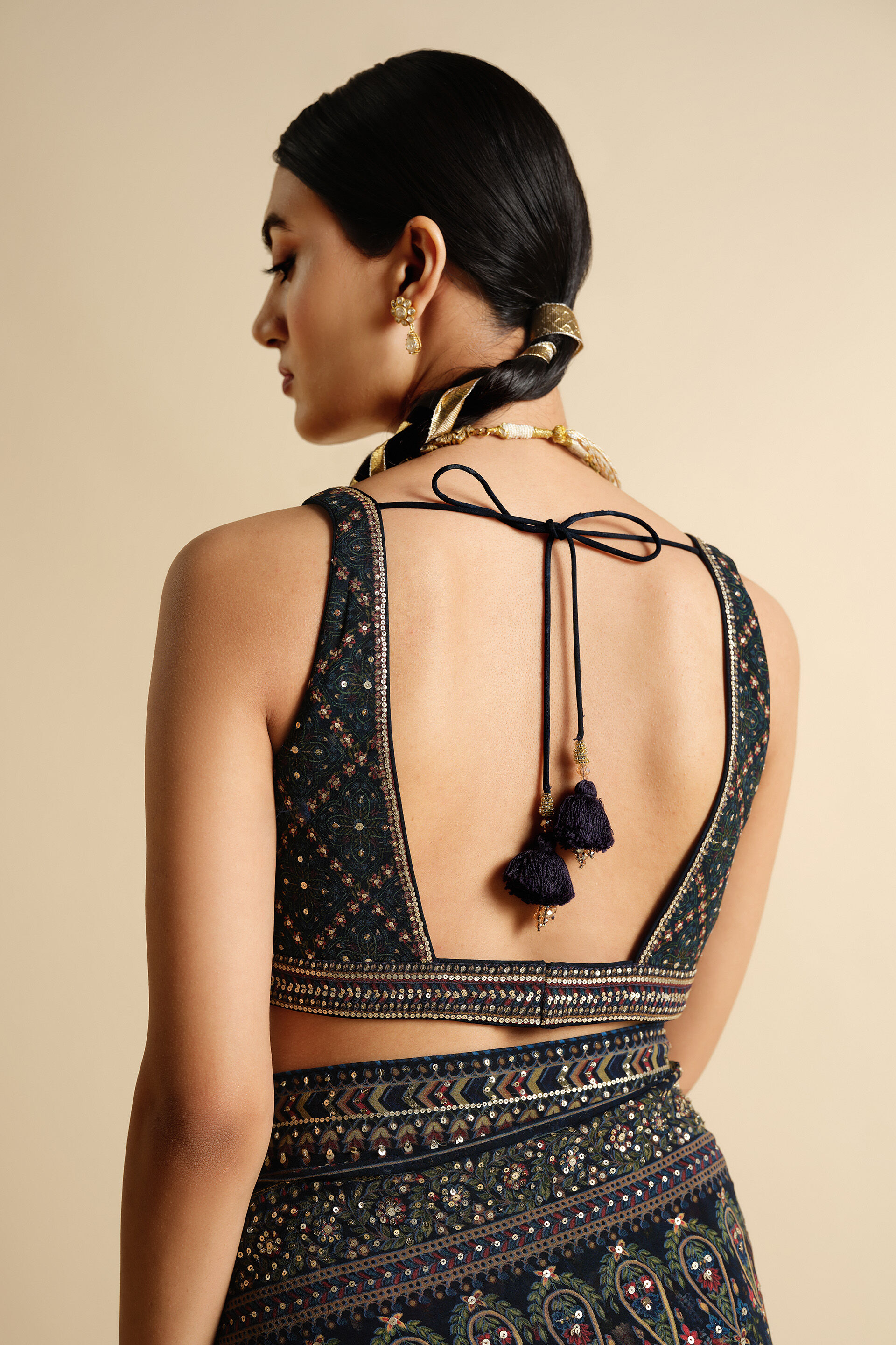 Amalaka Sequin Georgette Saree - Blue, Blue, image 8