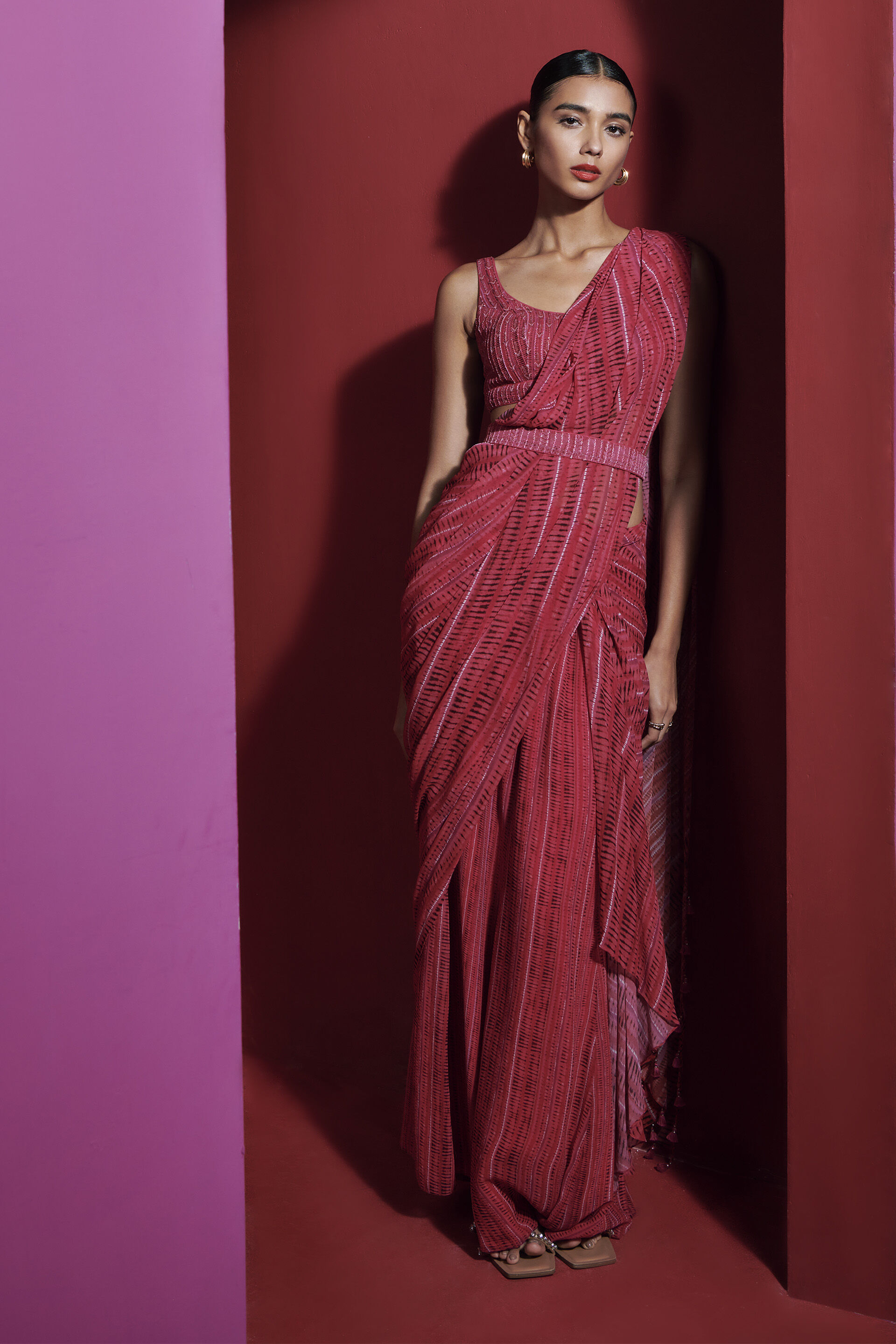 Phaedra Saree, Pink, image 1
