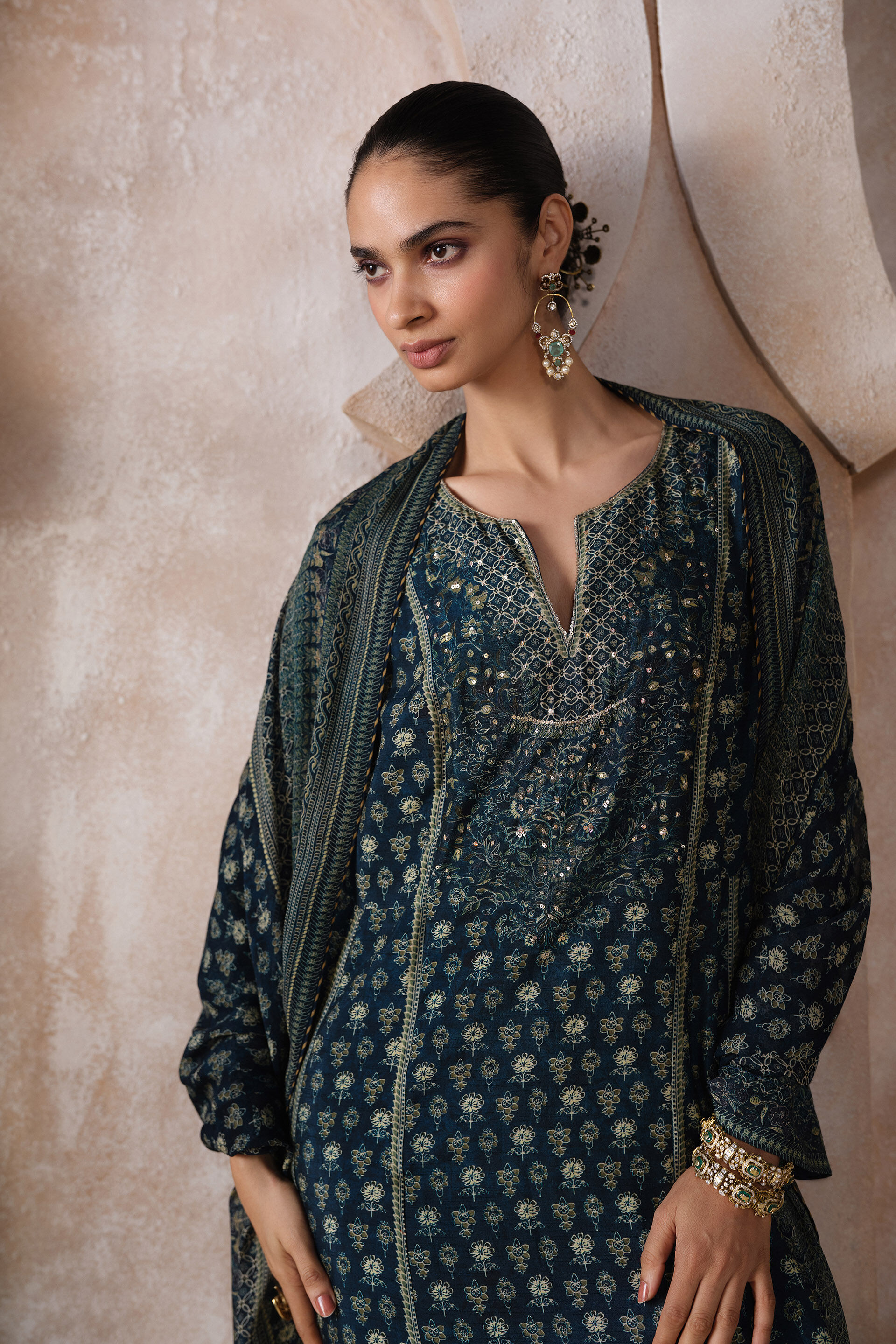 Emira Silk Suit Set - Blue, Blue, image 4