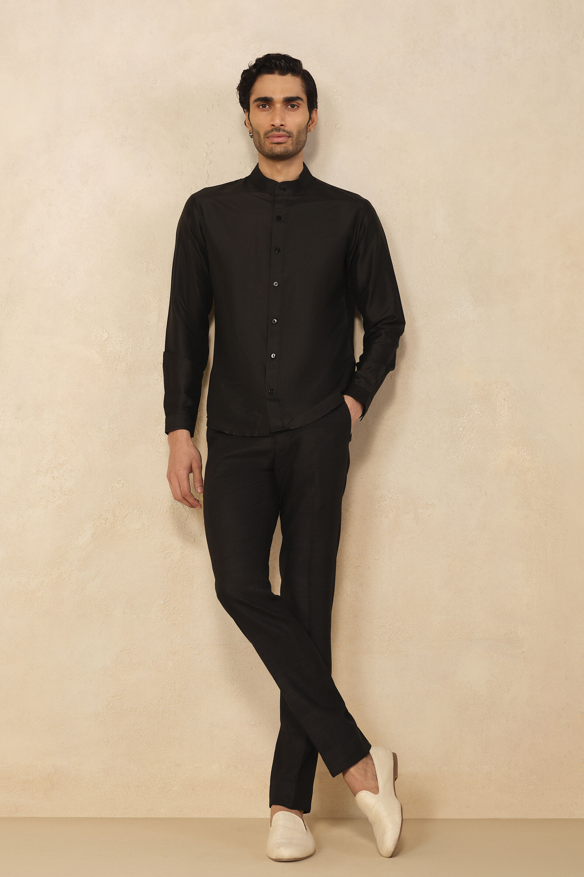 Adnan Silk Shirt - Black, Black, image 1