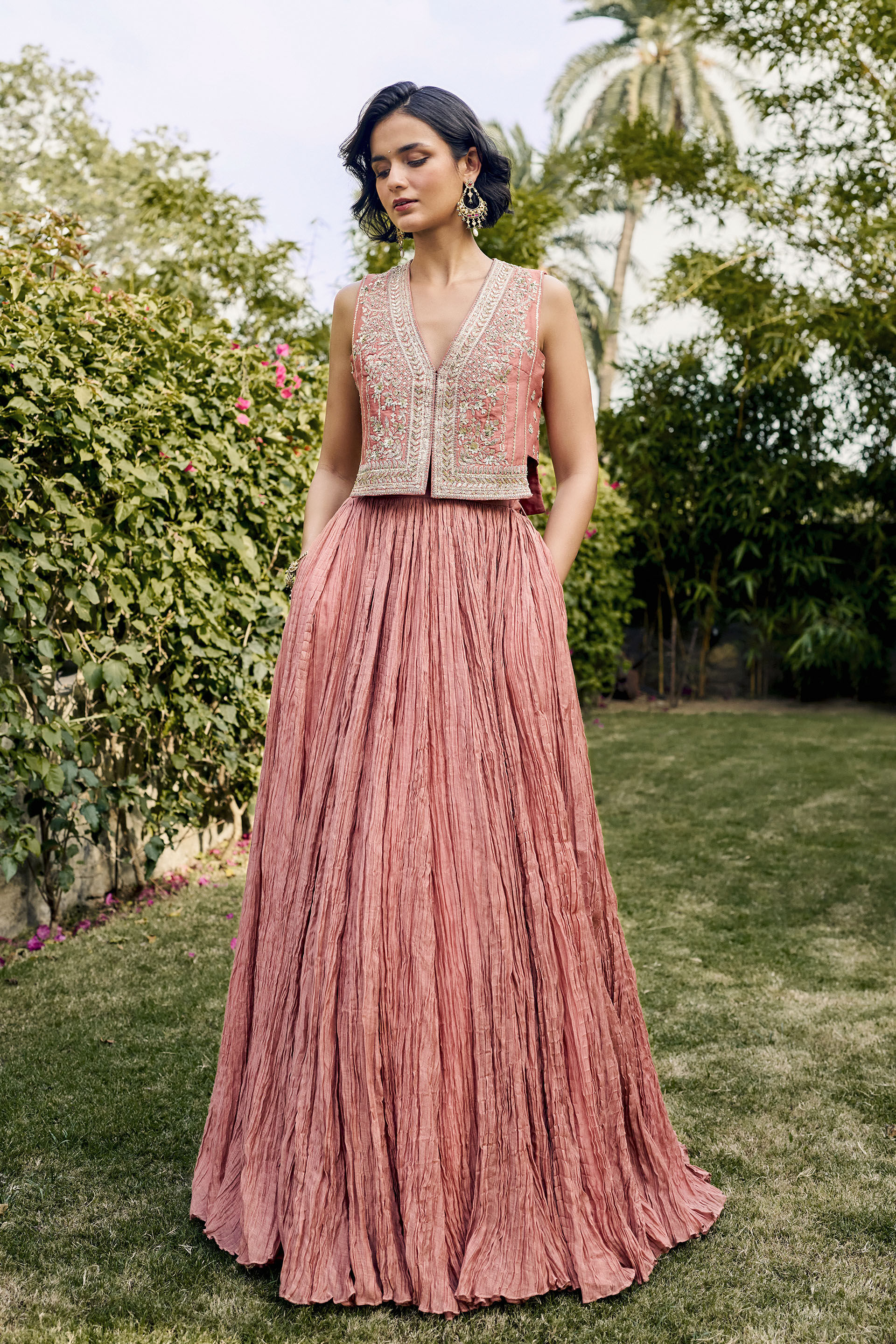 Memory Gota Patti Mul Skirt Set - ​Pink, Pink, image 1