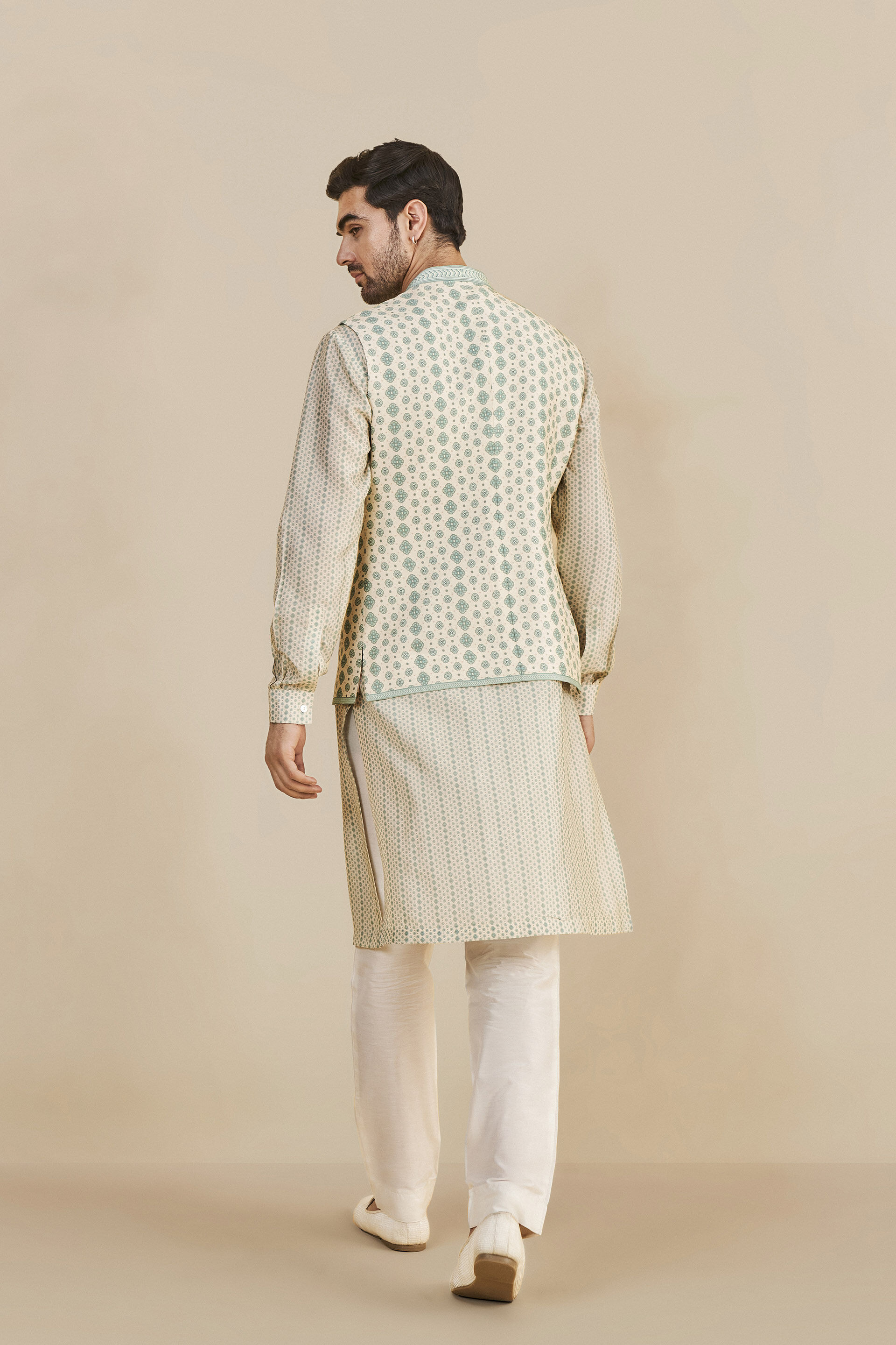 Cream Silk Trousers, Cream, image 3