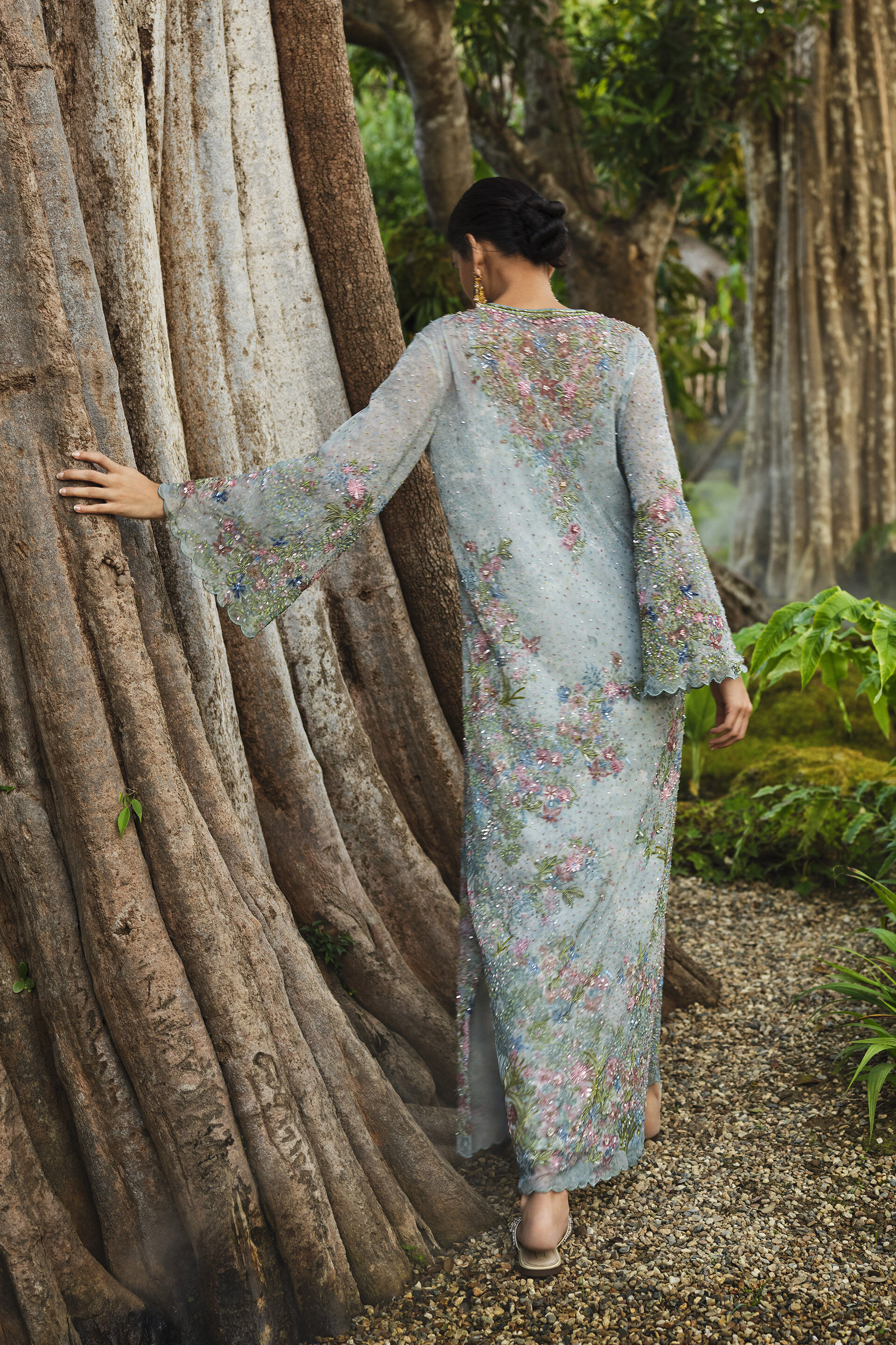 Silaam Printed Kaftan - Powder Blue, Powder Blue, image 2