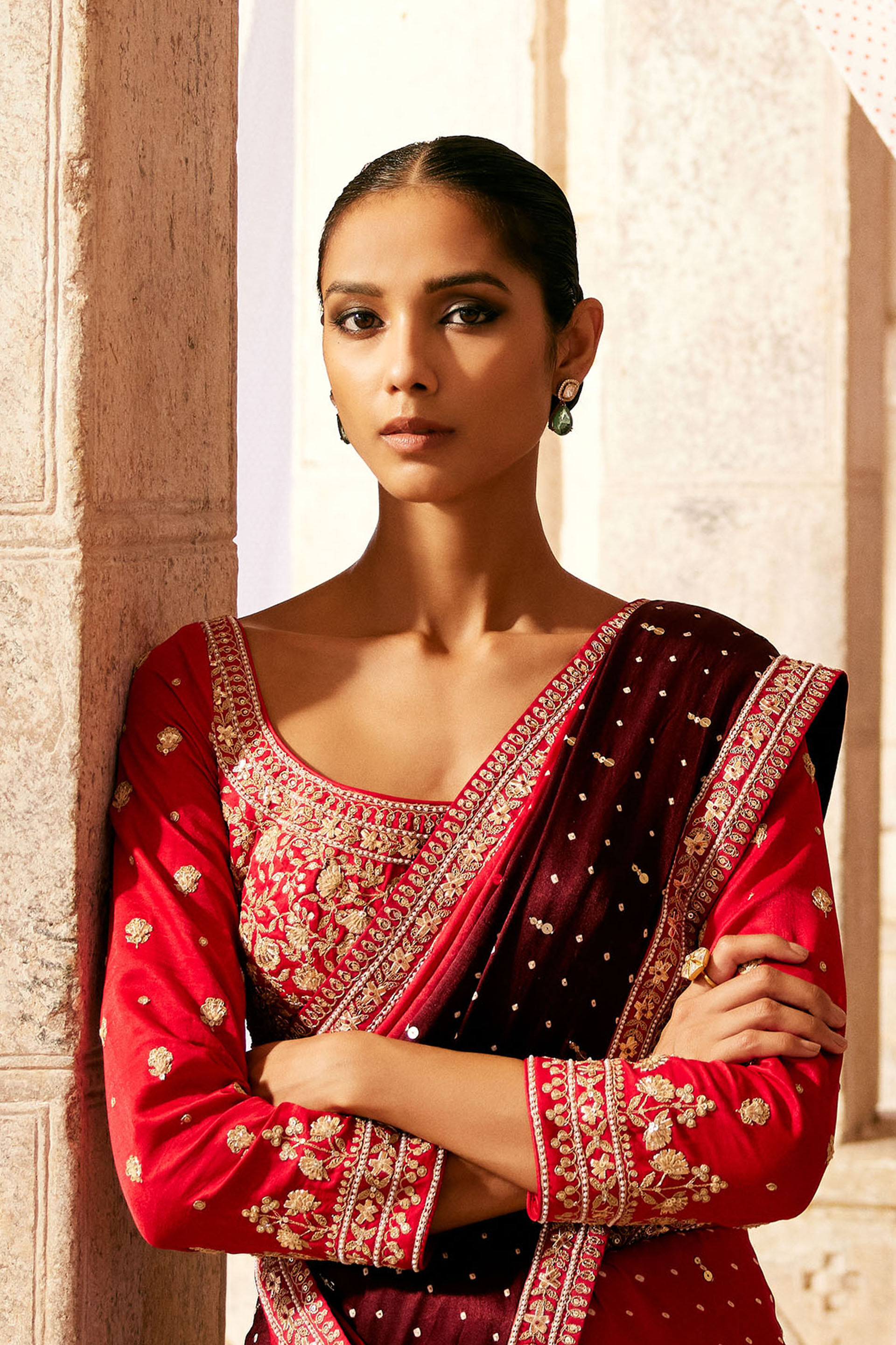 Sarovar Handcrafted Bandhani Silk Choli - Red