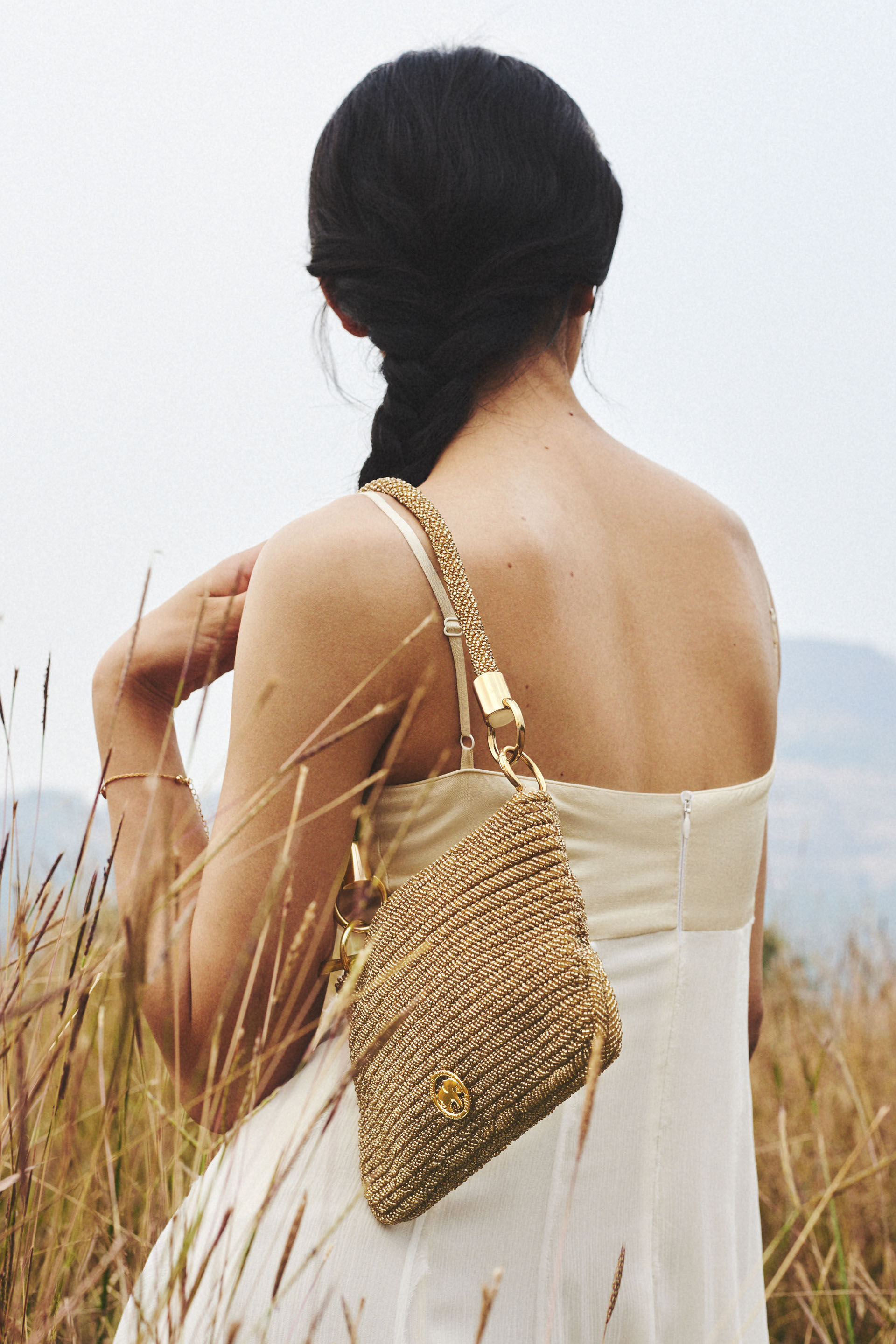 Champagne Gold Glass Beaded Bag