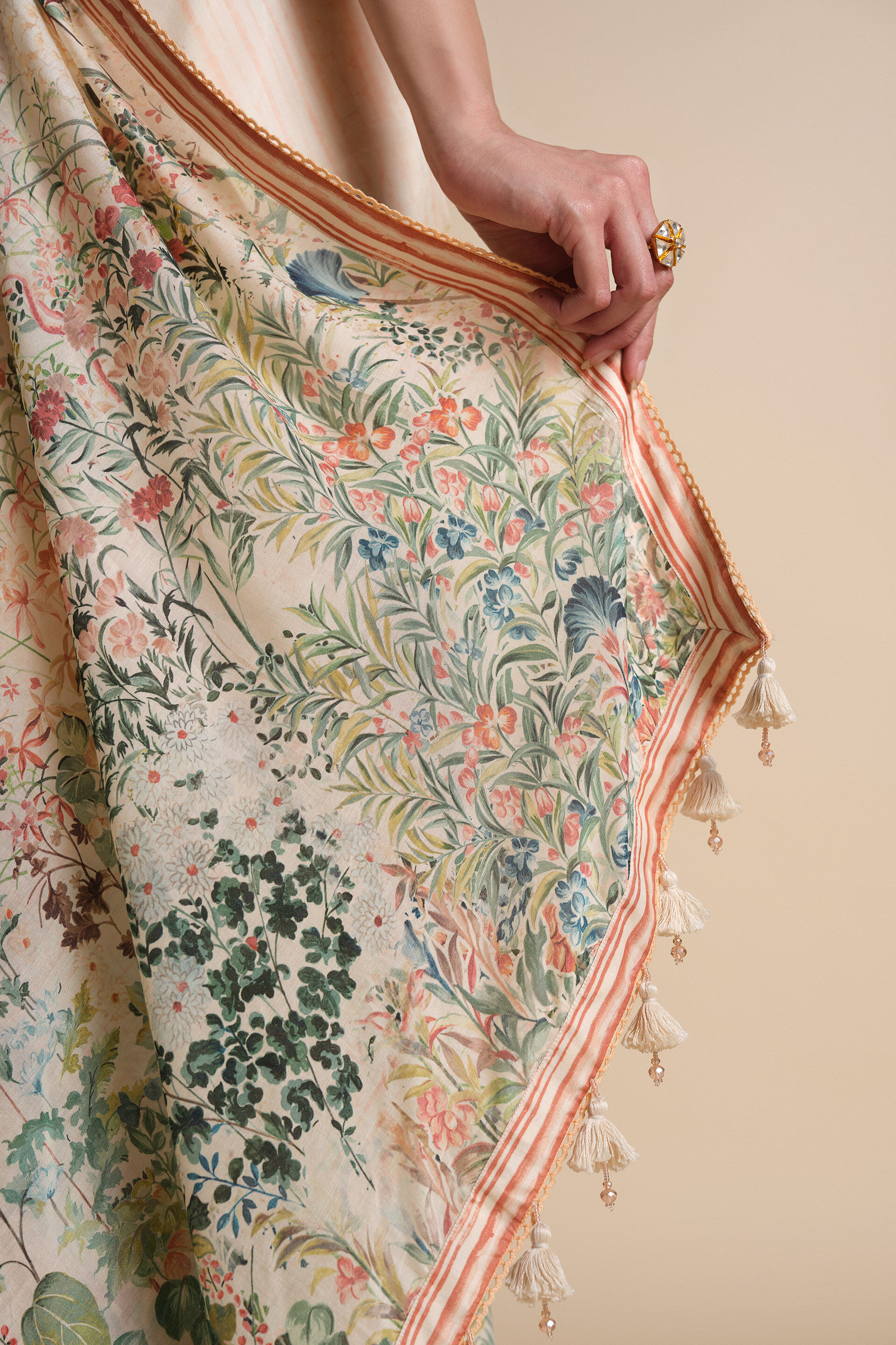 Komakal Printed Silk Saree, Ivory, image 7