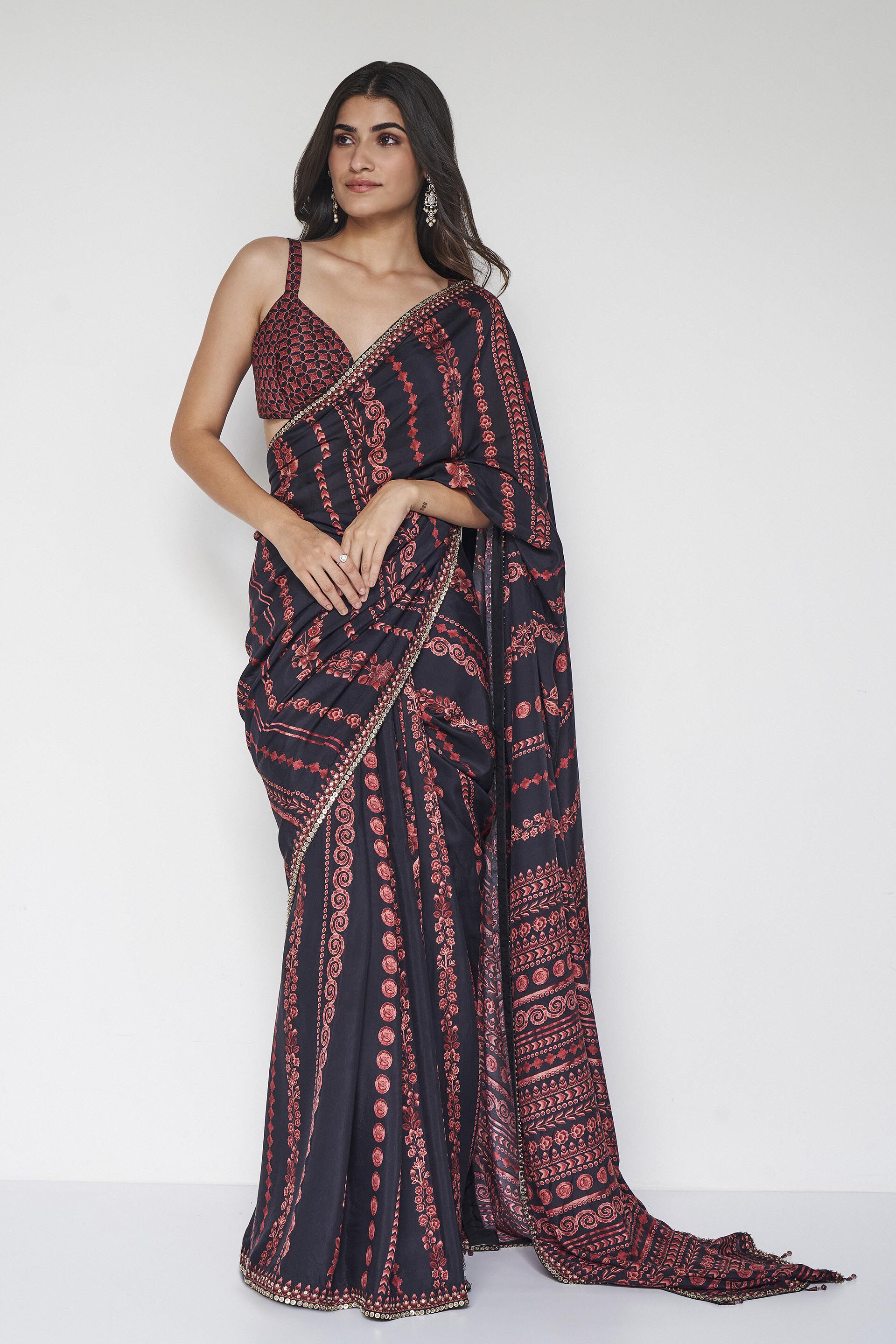 Roseline Saree - Black, Black, image 1