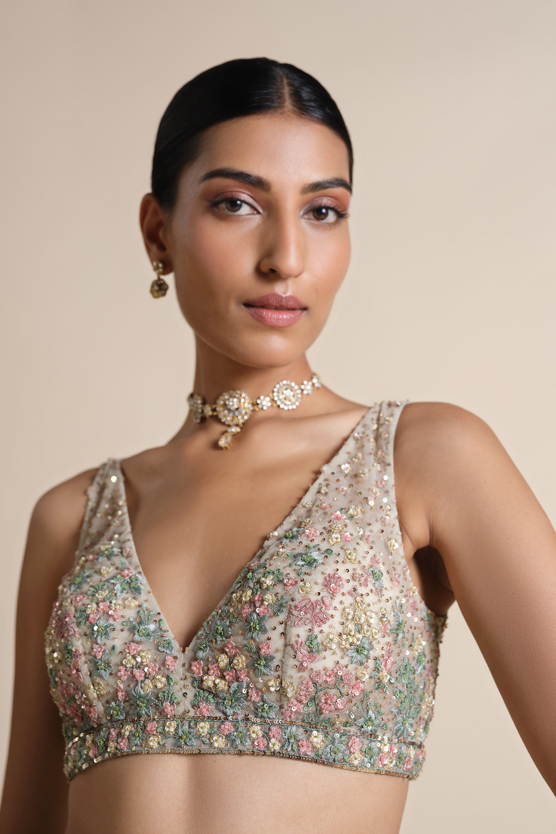 Sequoia Embroidered Choli - Ivory