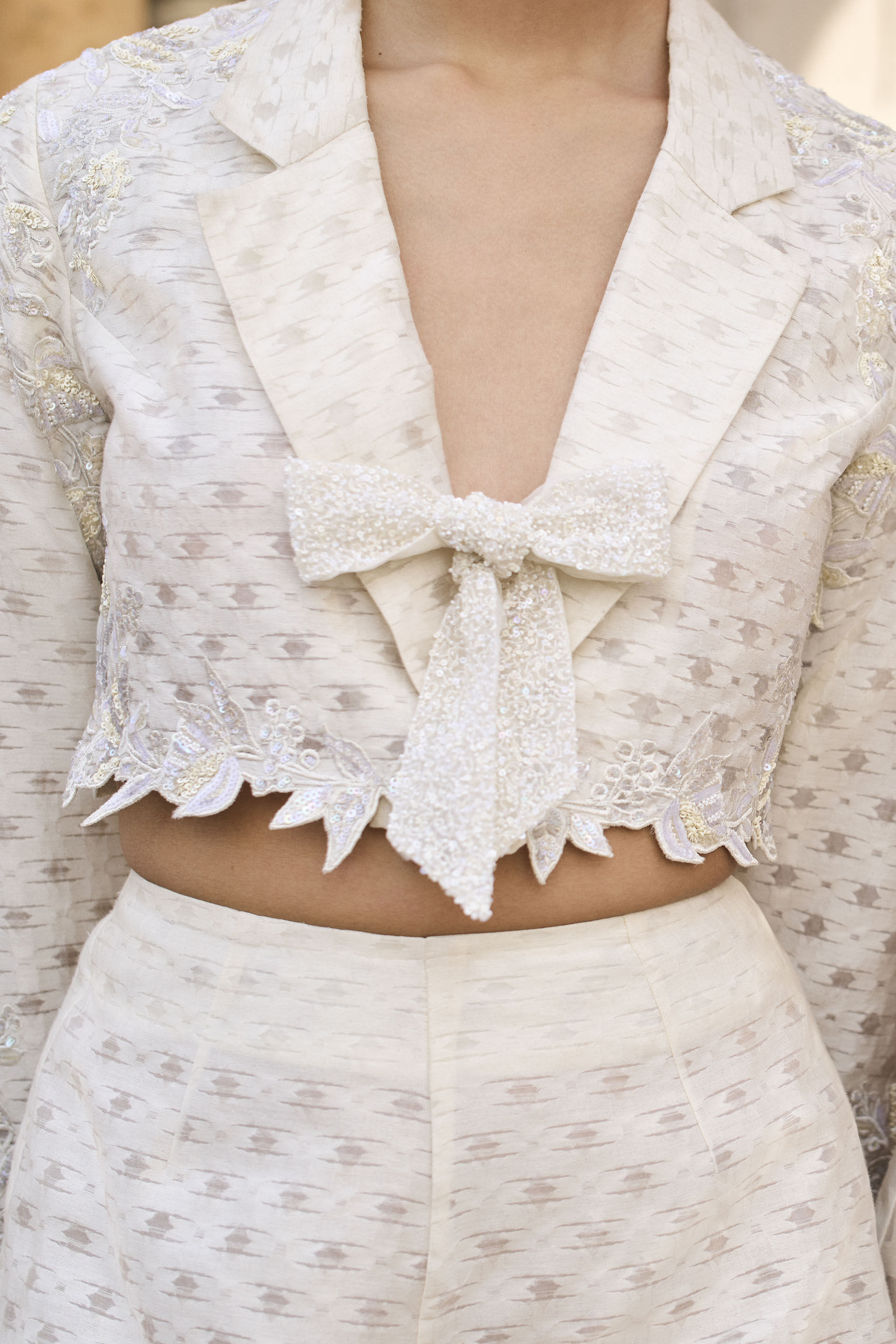 Lunaris Woven Benarasi Co-ord - Ivory, Ivory, image 4