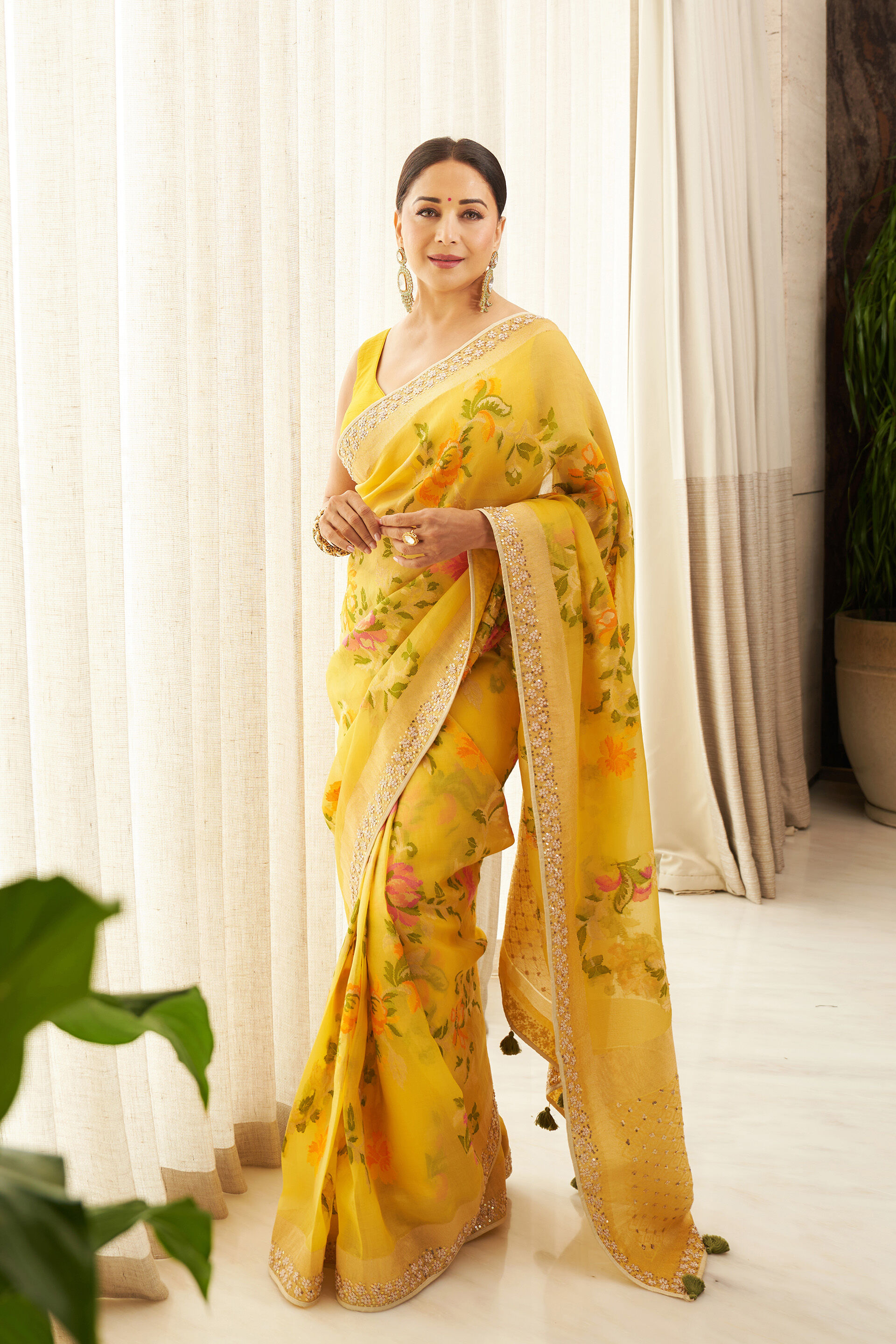 Shalise Handwoven Benarasi Silk Saree- Yellow, , image 3
