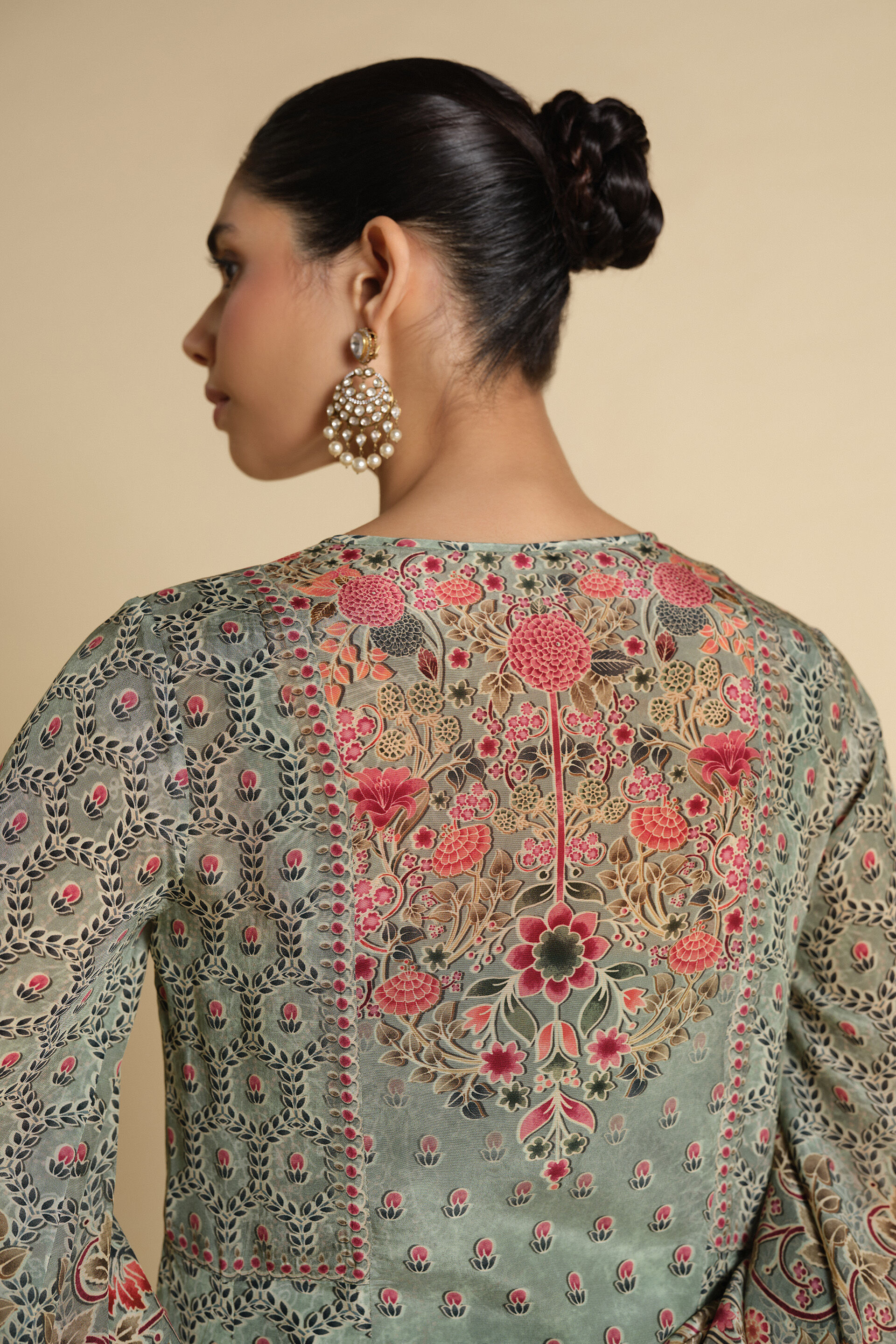 Demoiselle Printed Kaftan - Sage, Sage, image 6