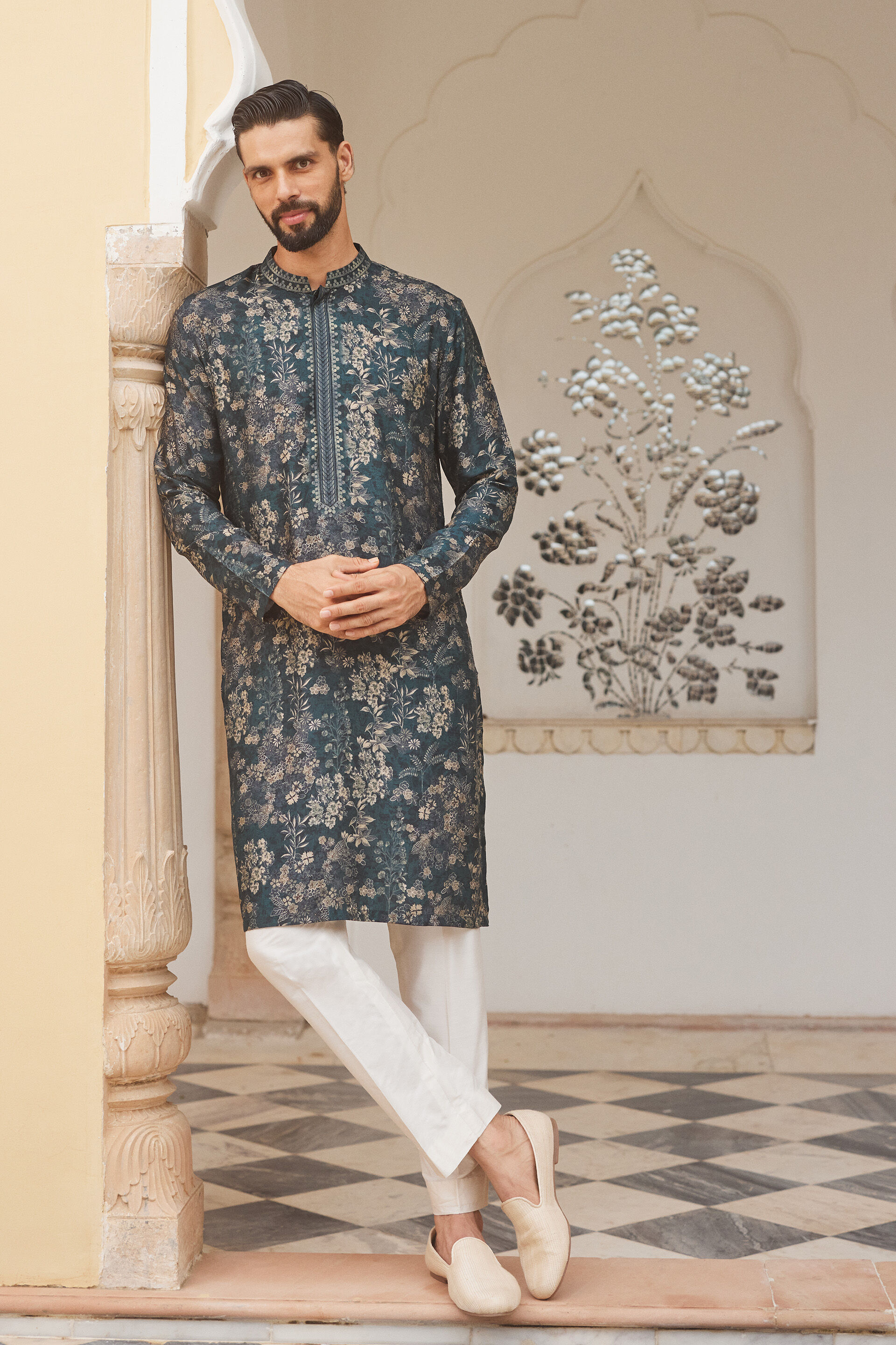 Eshank Silk Kurta - Green