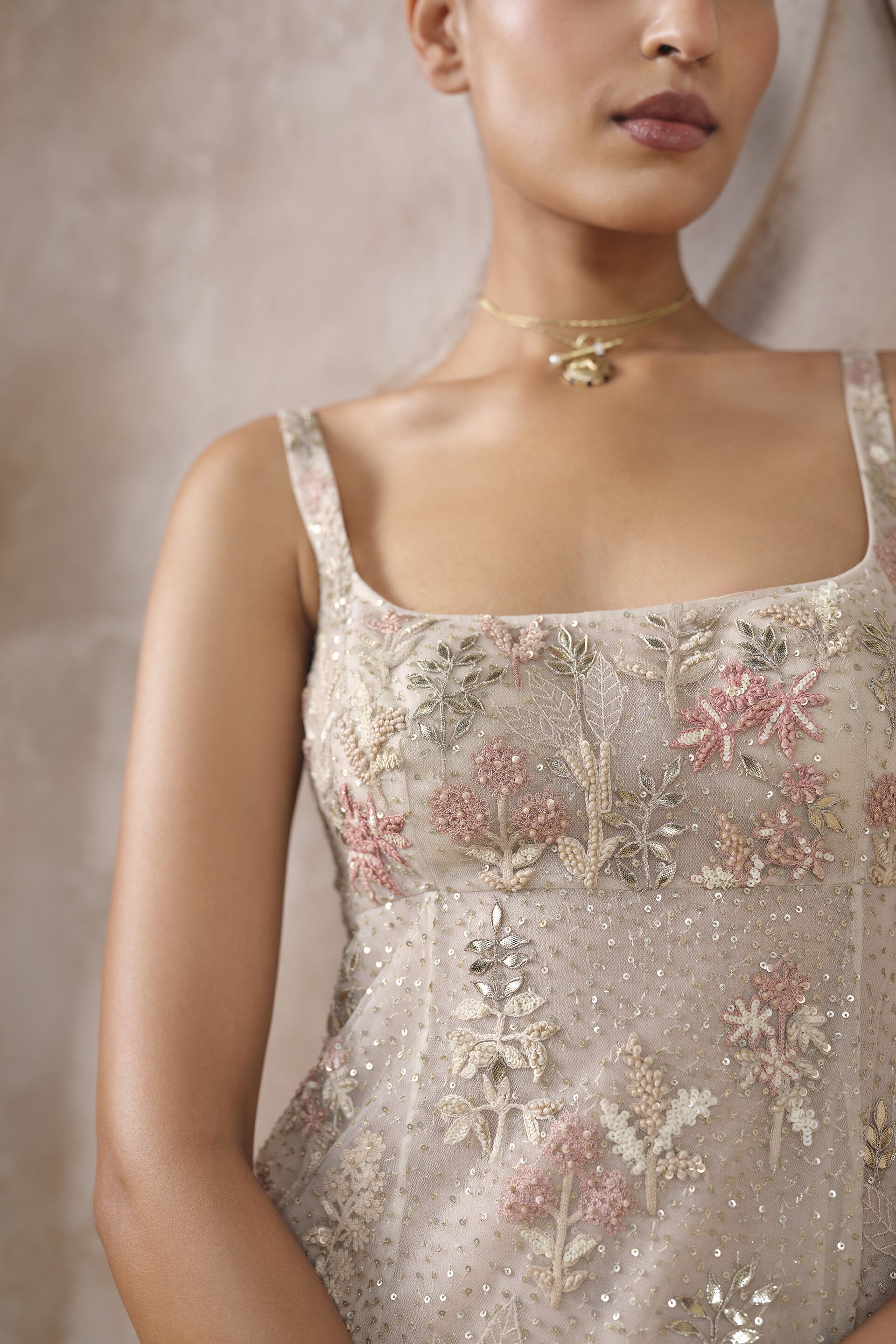 Ismi Embroidered Applique Dress - Ivory, Ivory, image 5