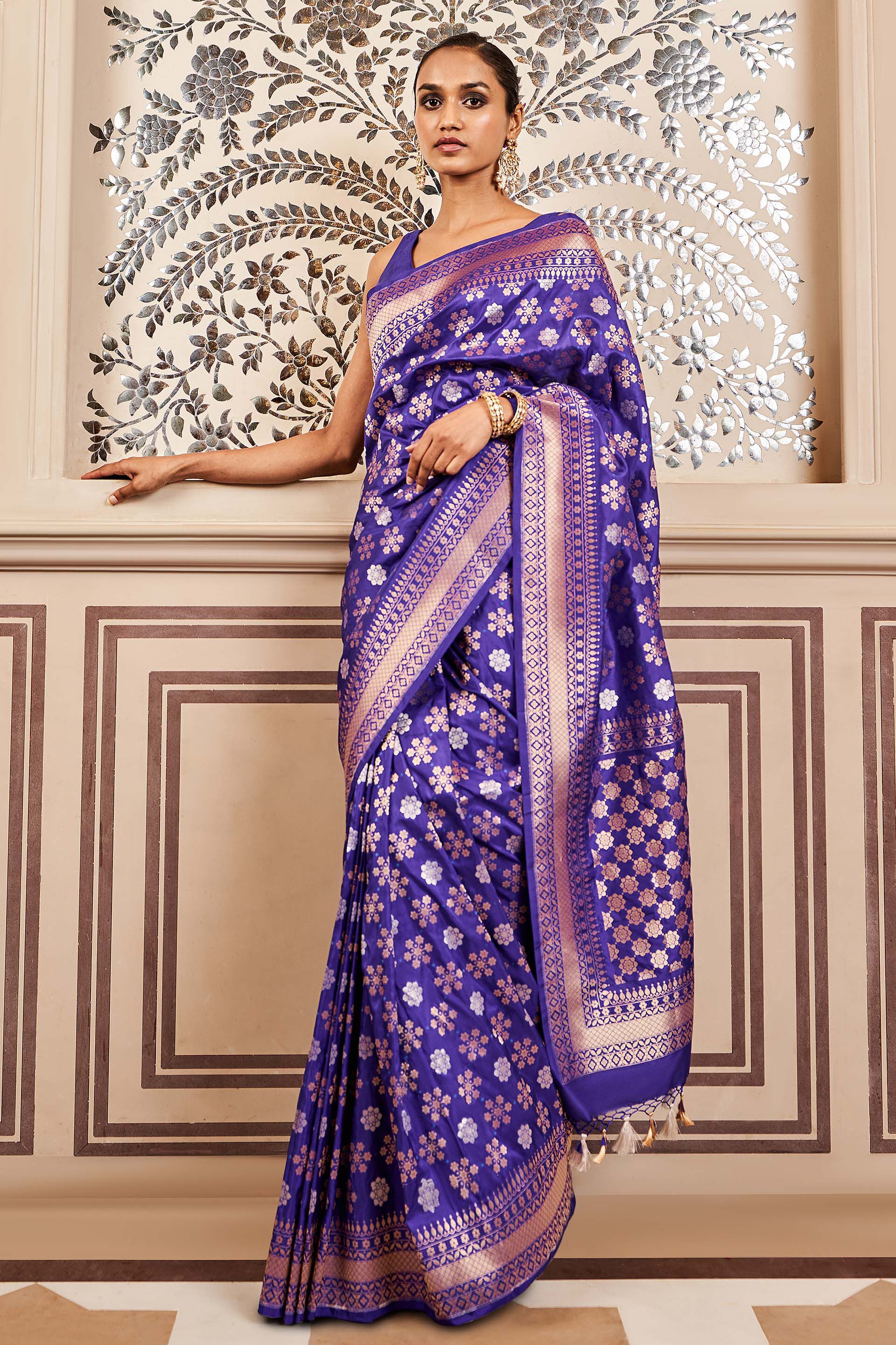 Tvesa Benarasi Saree - Blue, Blue, image 1