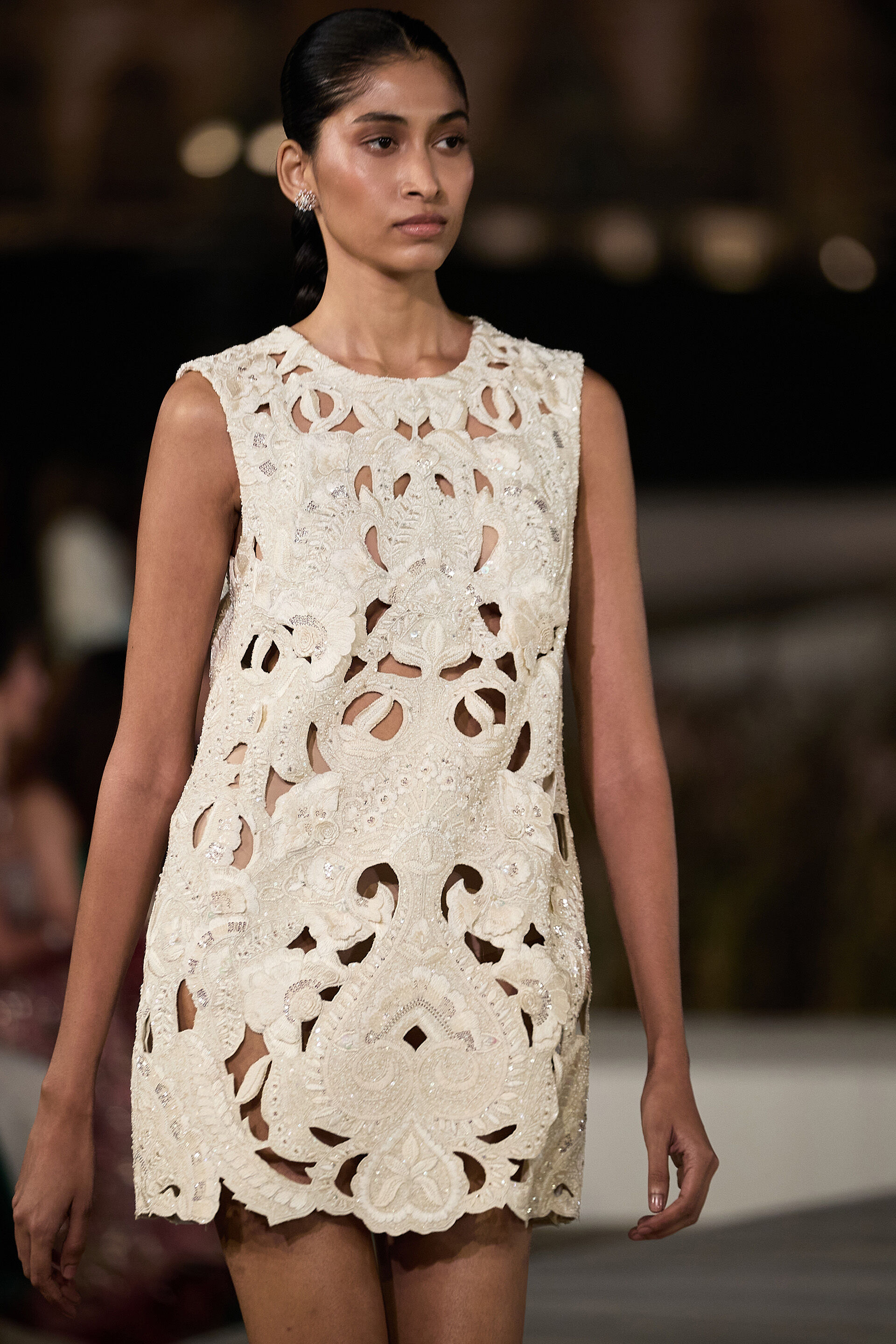 Wildora Embroidered Broderie Silk Dress - Ivory, Ivory, image 2