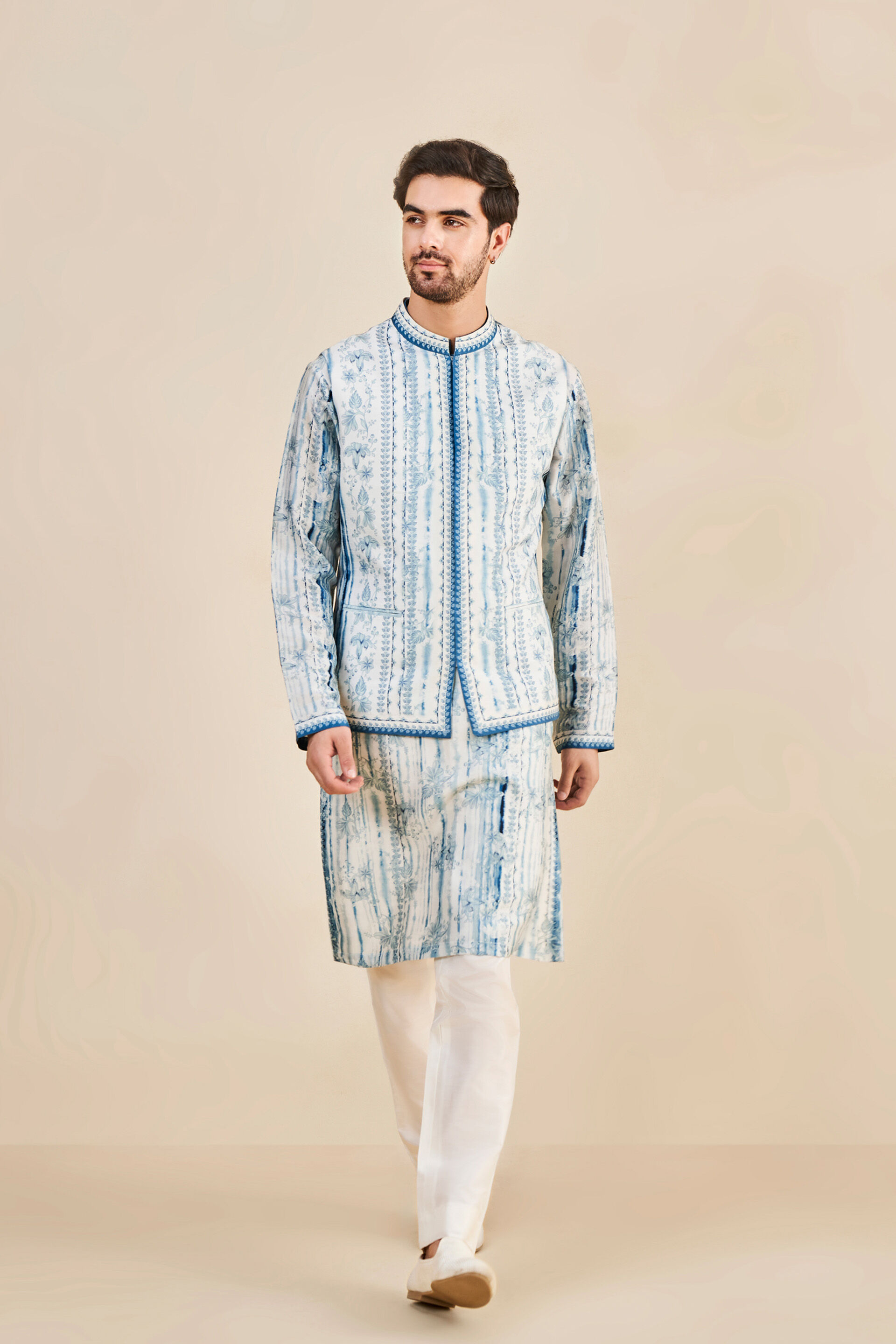 Blue nehru jacket trousers store