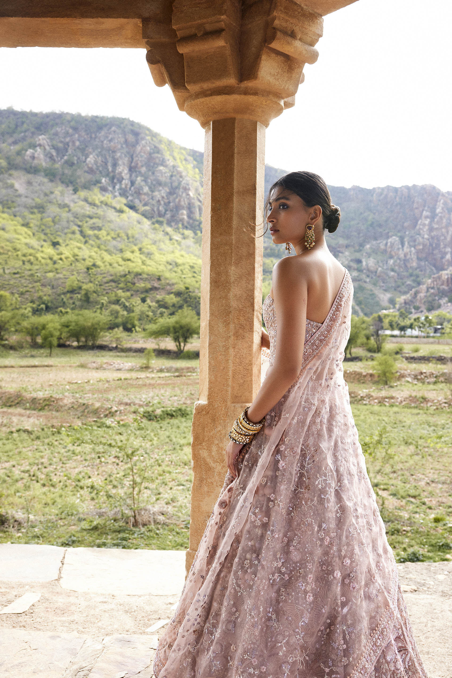 Aavya Embroidered Silk Lehenga - Blush, Blush, image 7