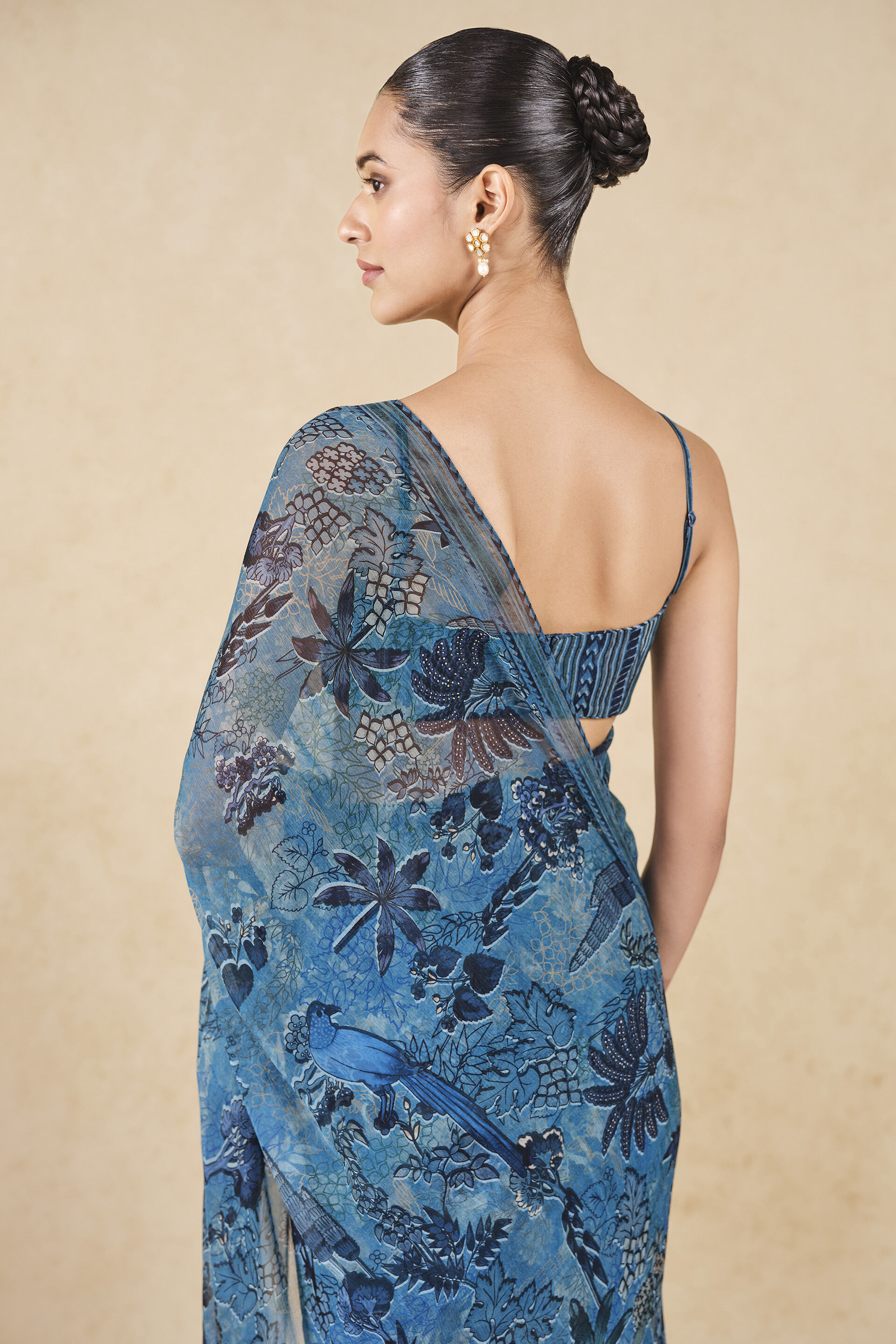 Avis Printed Saree - Blue, Blue, image 6