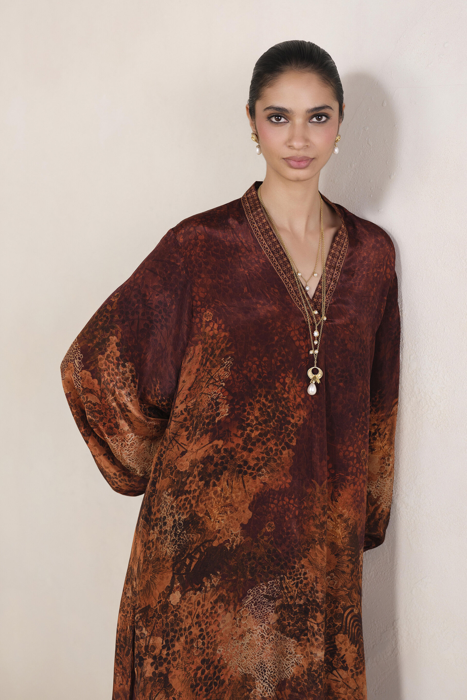 Rhea Printed Co-ord in Rust, Rust, image 3