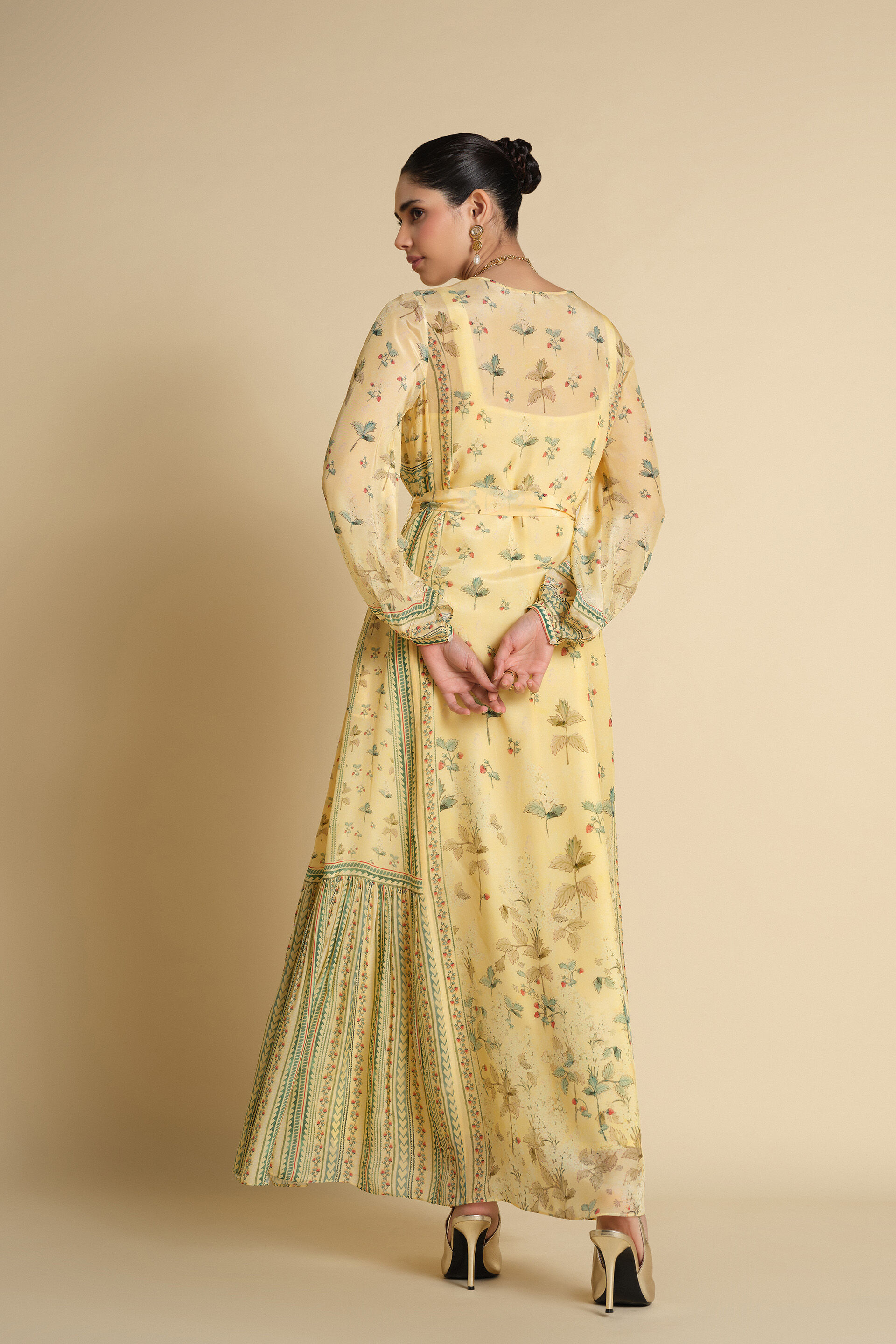 Honeydew Printed Kaftan - Yellow, Yellow, image 2