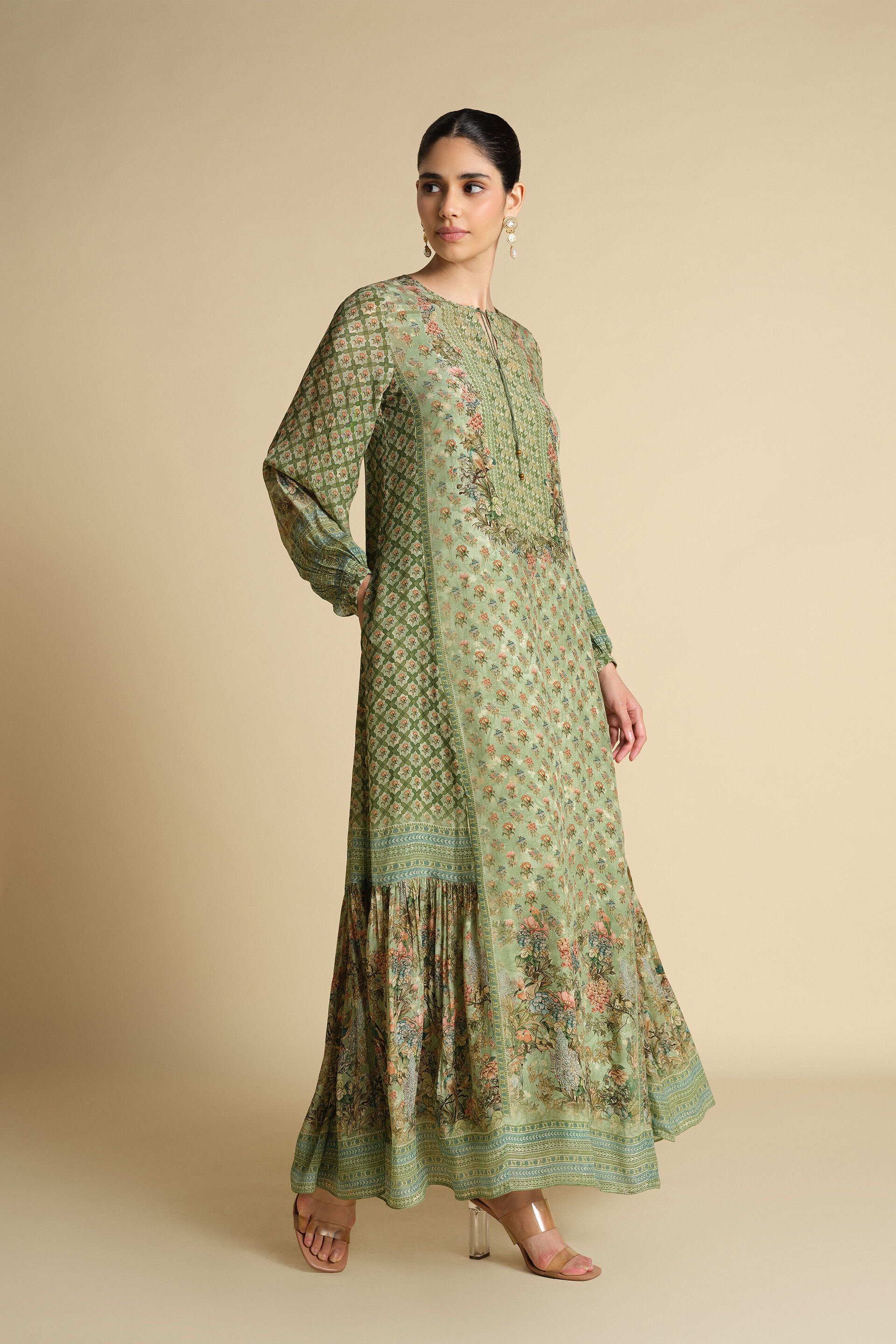 Rowan Printed Kaftan - Sage, Sage, image 3