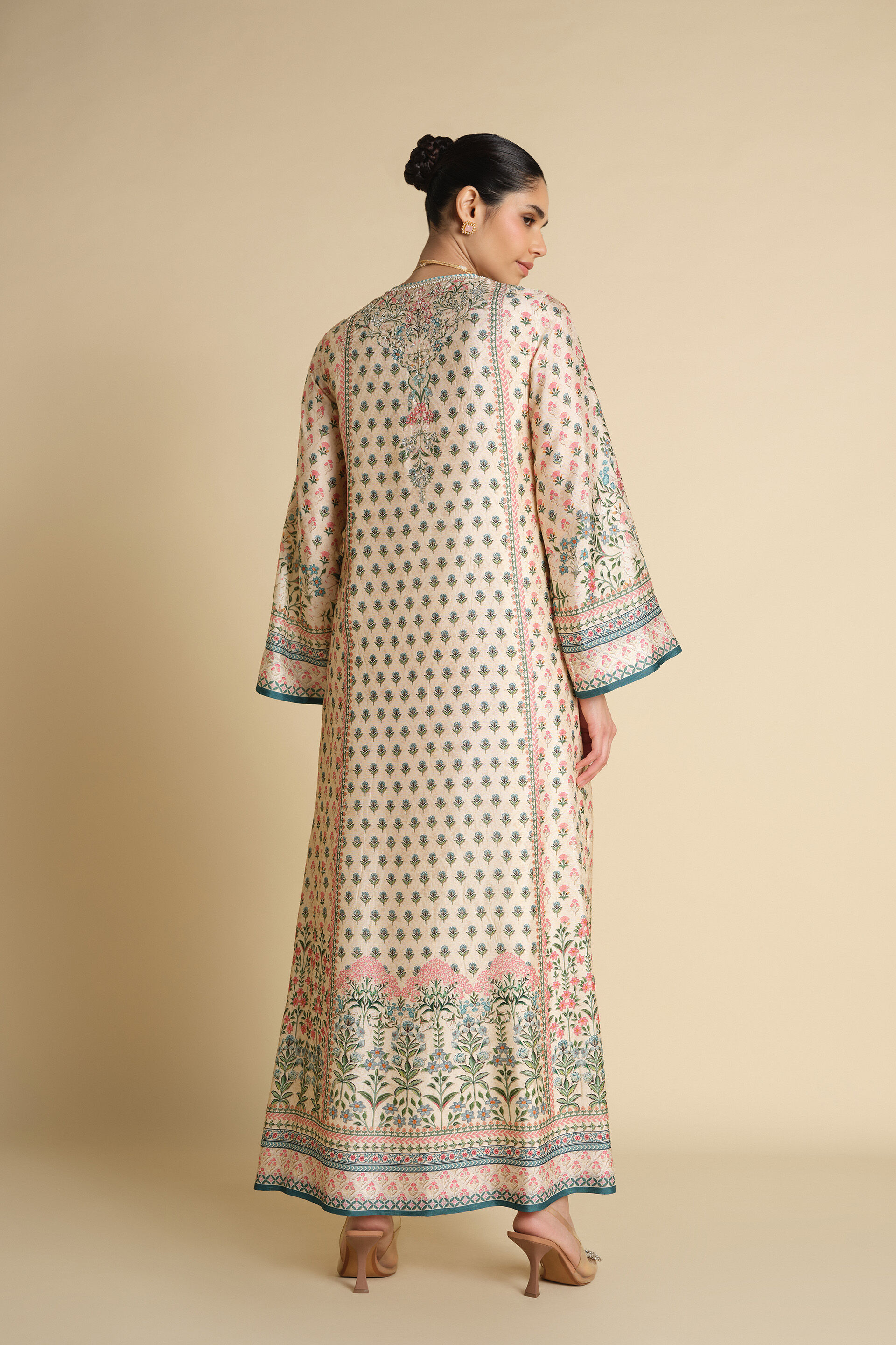 Corvus Embroidered Silk Kaftan - Blush