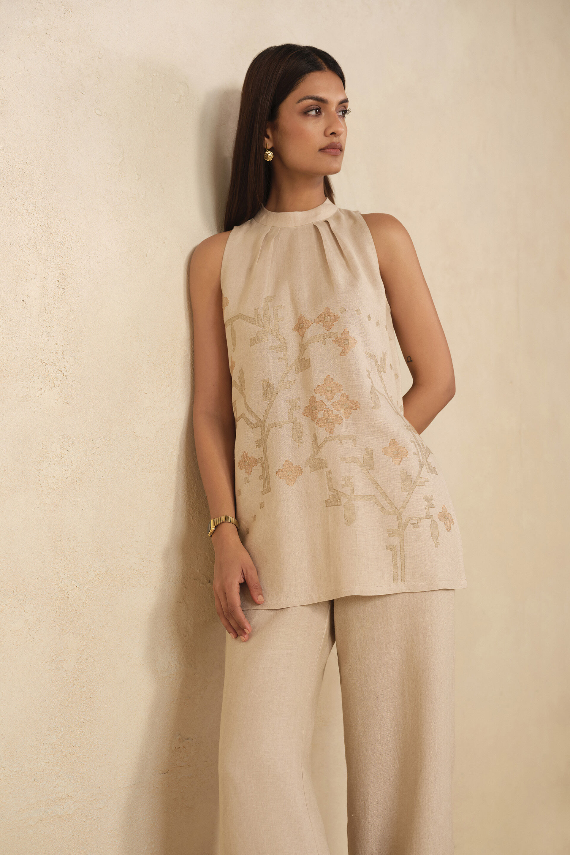 Haiku Embroidered Hemp Co-ord - Beige, Beige, image 4