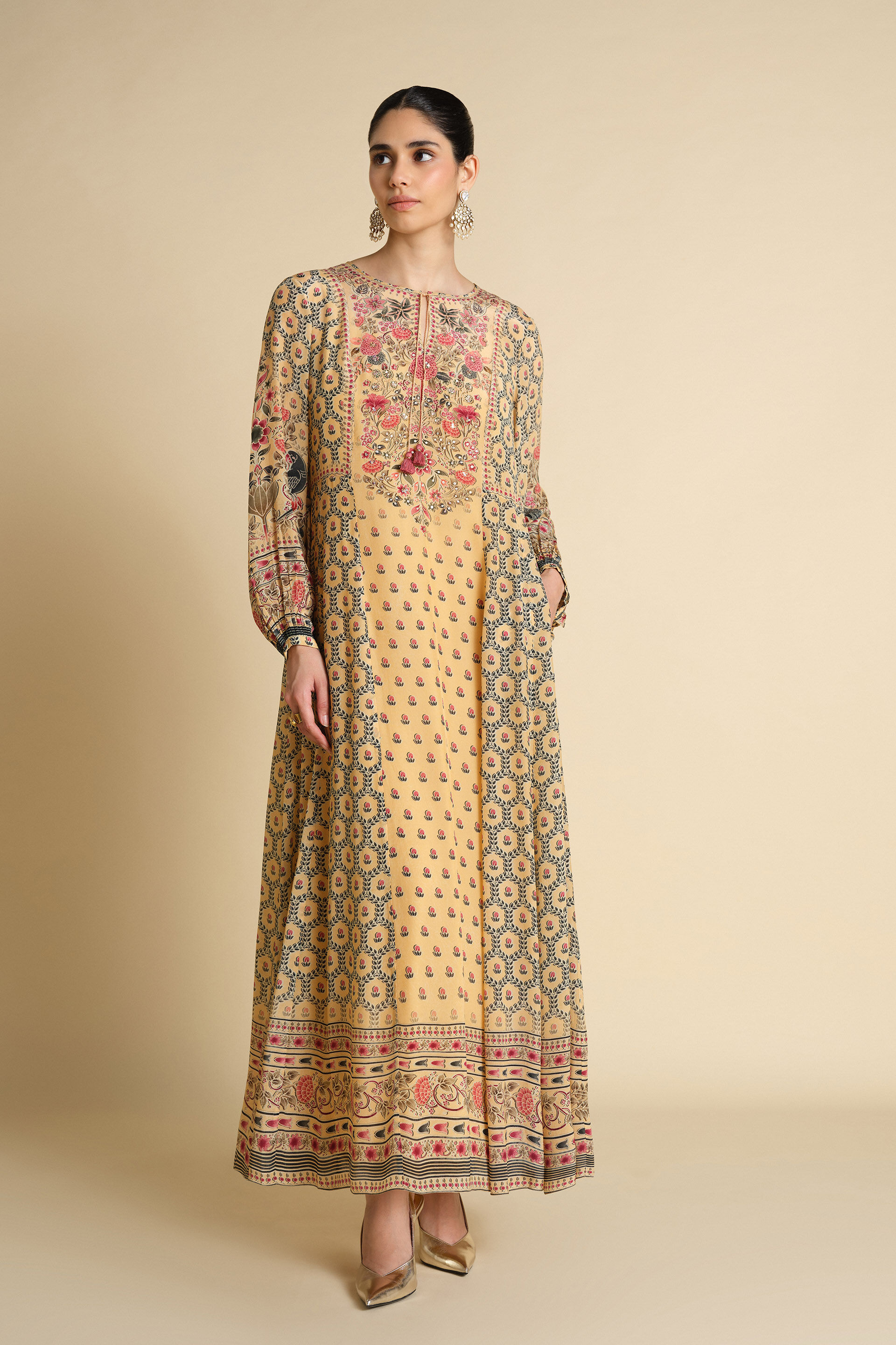 Demoiselle Printed Kaftan - Yellow