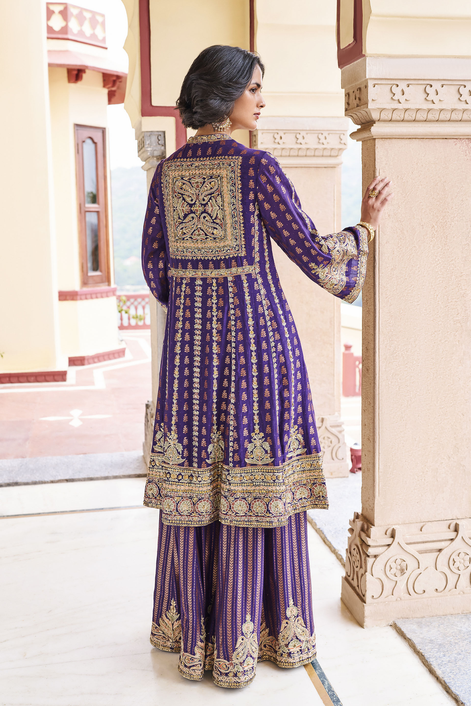 Charisma Woven Benarasi Mul Sharara Set - ​Purple, Purple, image 2