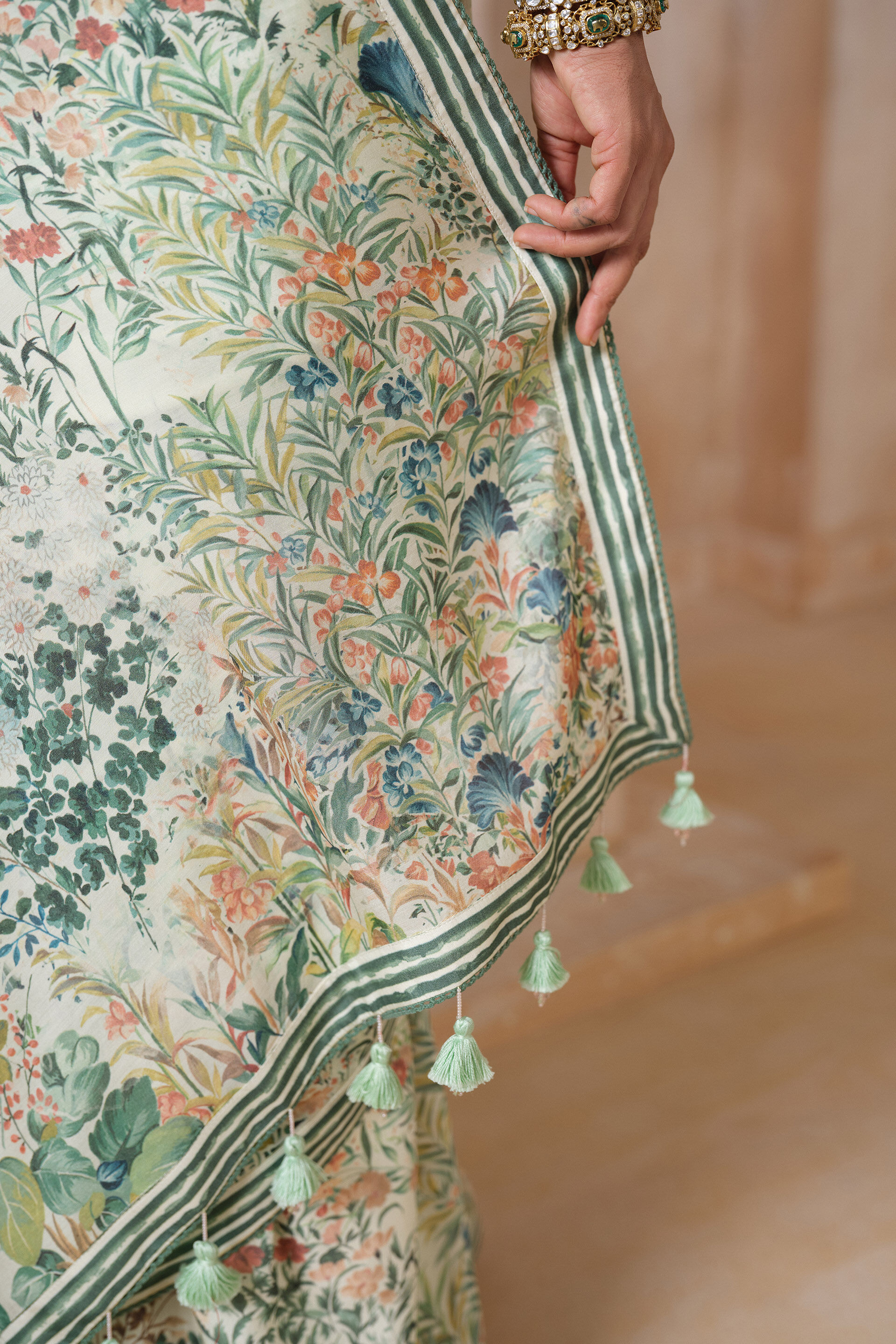 Komakal Printed Silk Saree - Sage, Sage, image 6