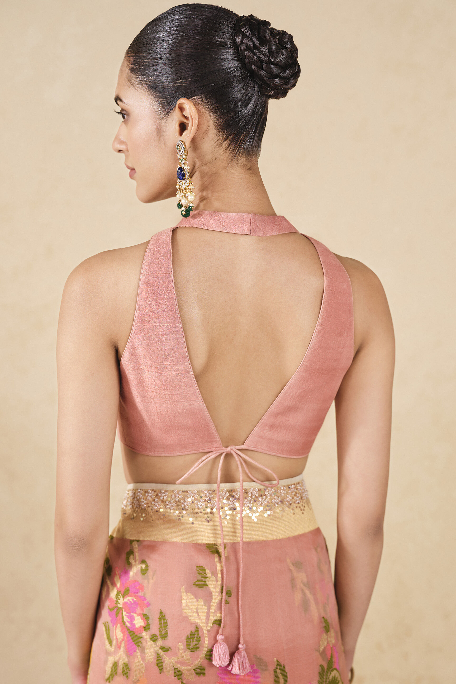 Siyam Handwoven Benarasi Silk Saree, Blush, image 8