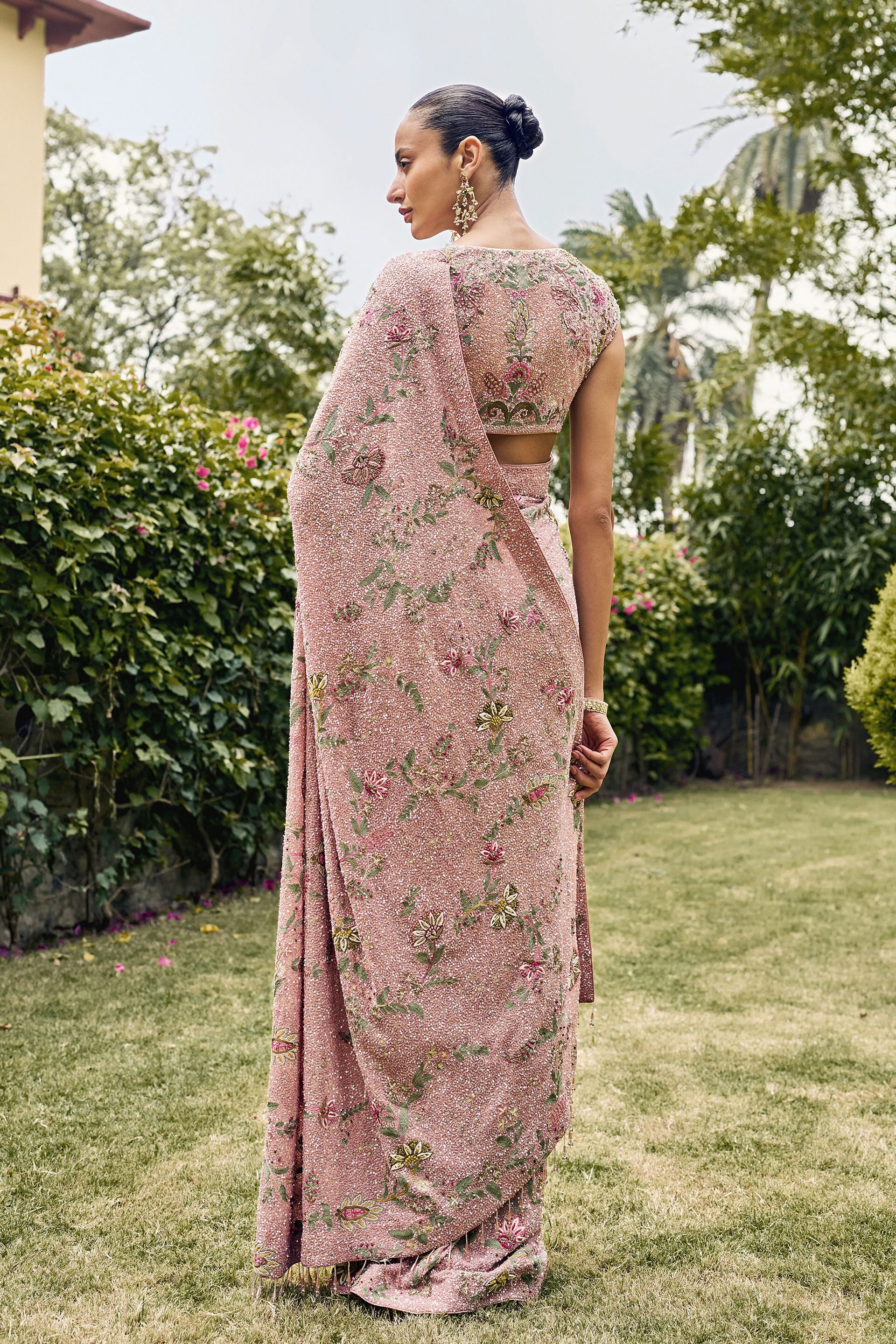 Journey Embroidered Silk Saree - ​Blush, Blush, image 2