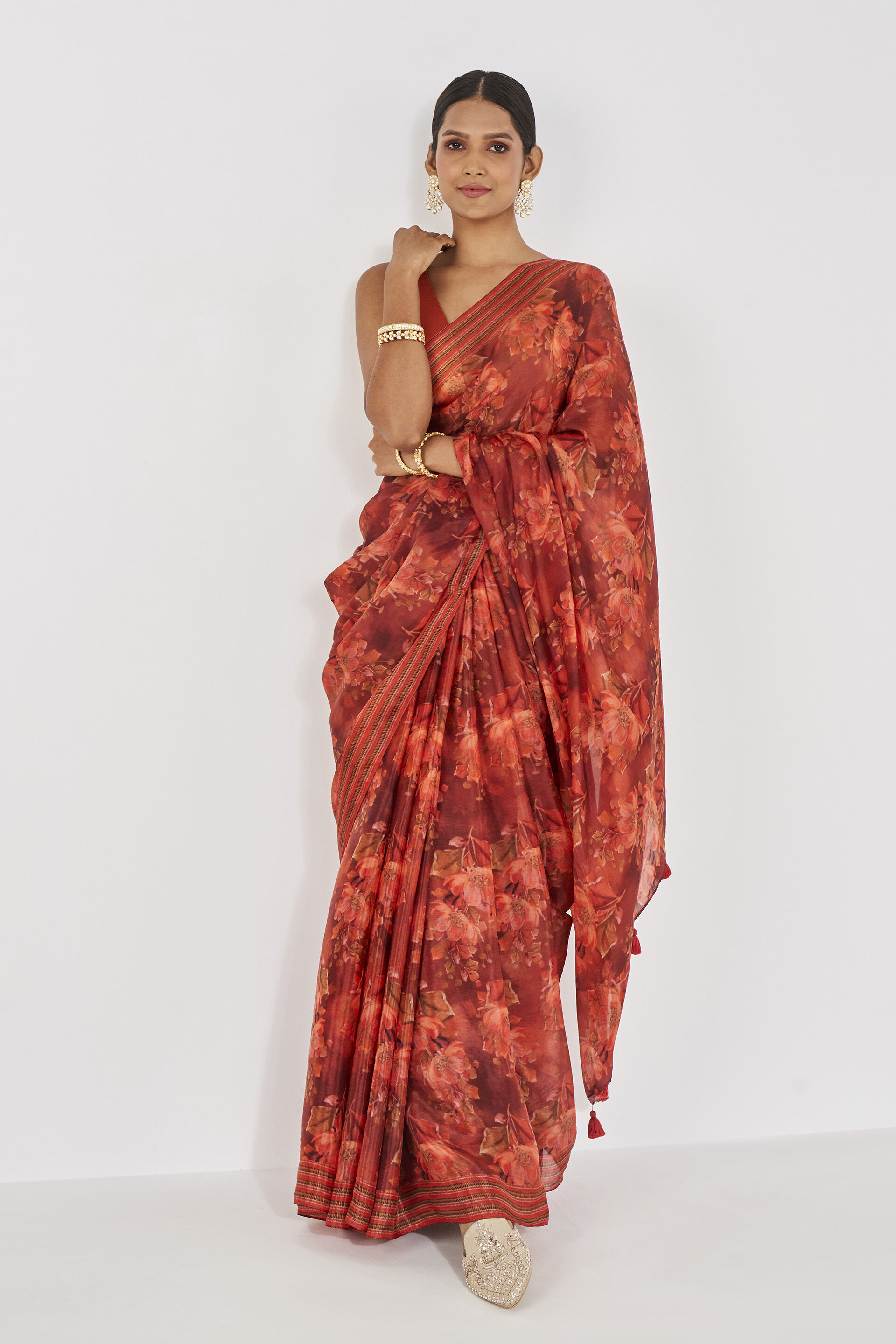 Tanaz Saree - Orange, , image 3
