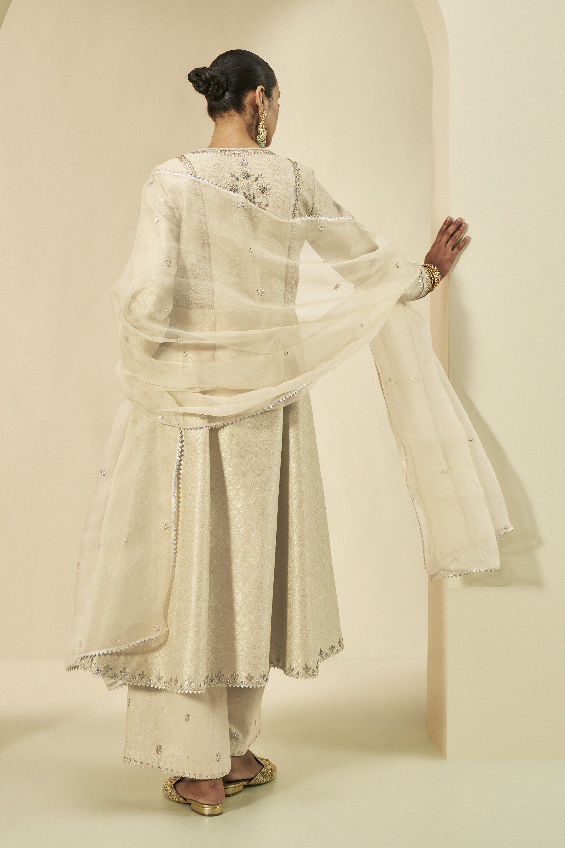 Iravati Benarasi Silk Gota Patti Suit Set - Gold, Gold, image 6