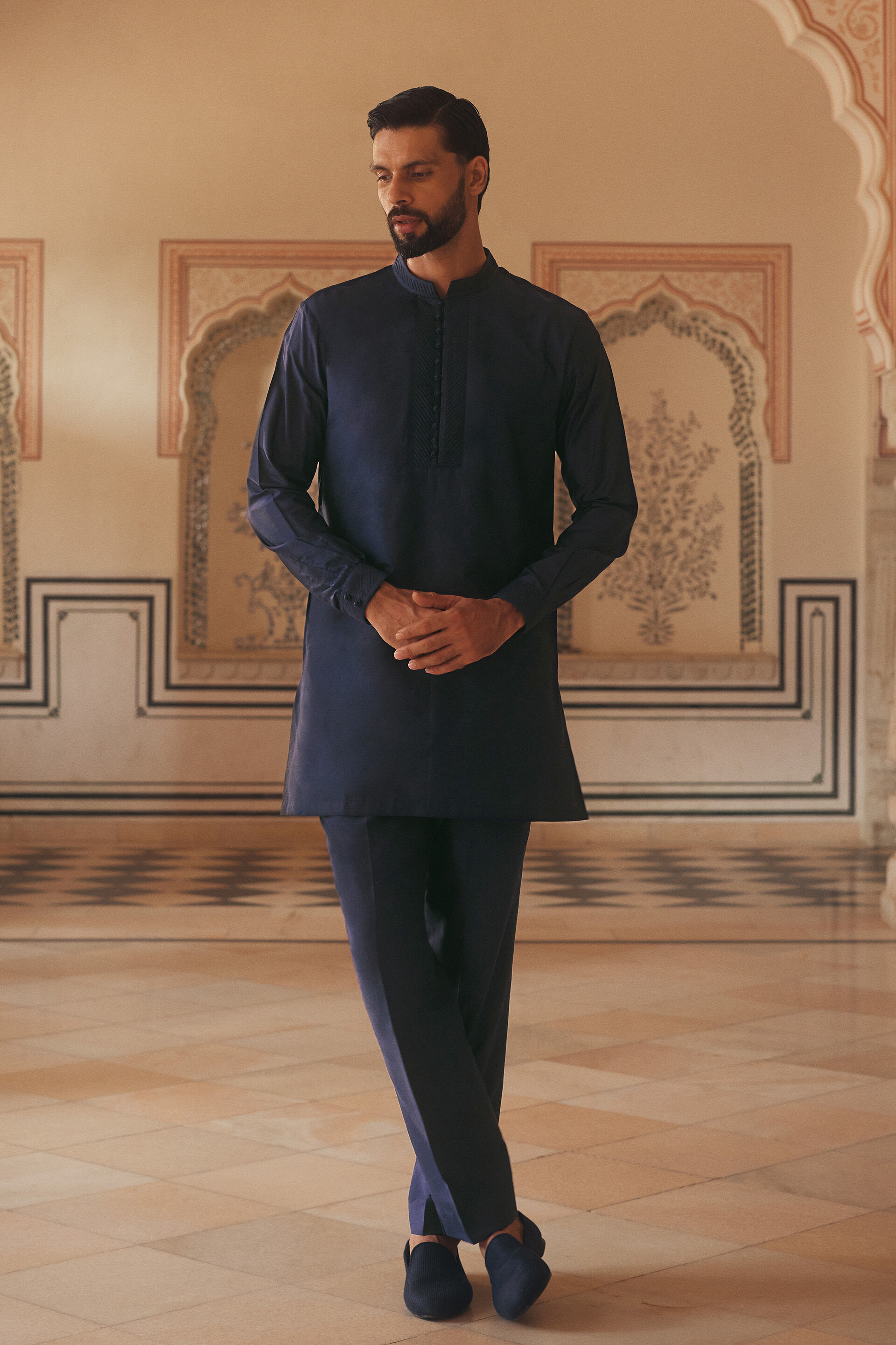 Parikshit Silk Kurta - Navy, Navy, image 1
