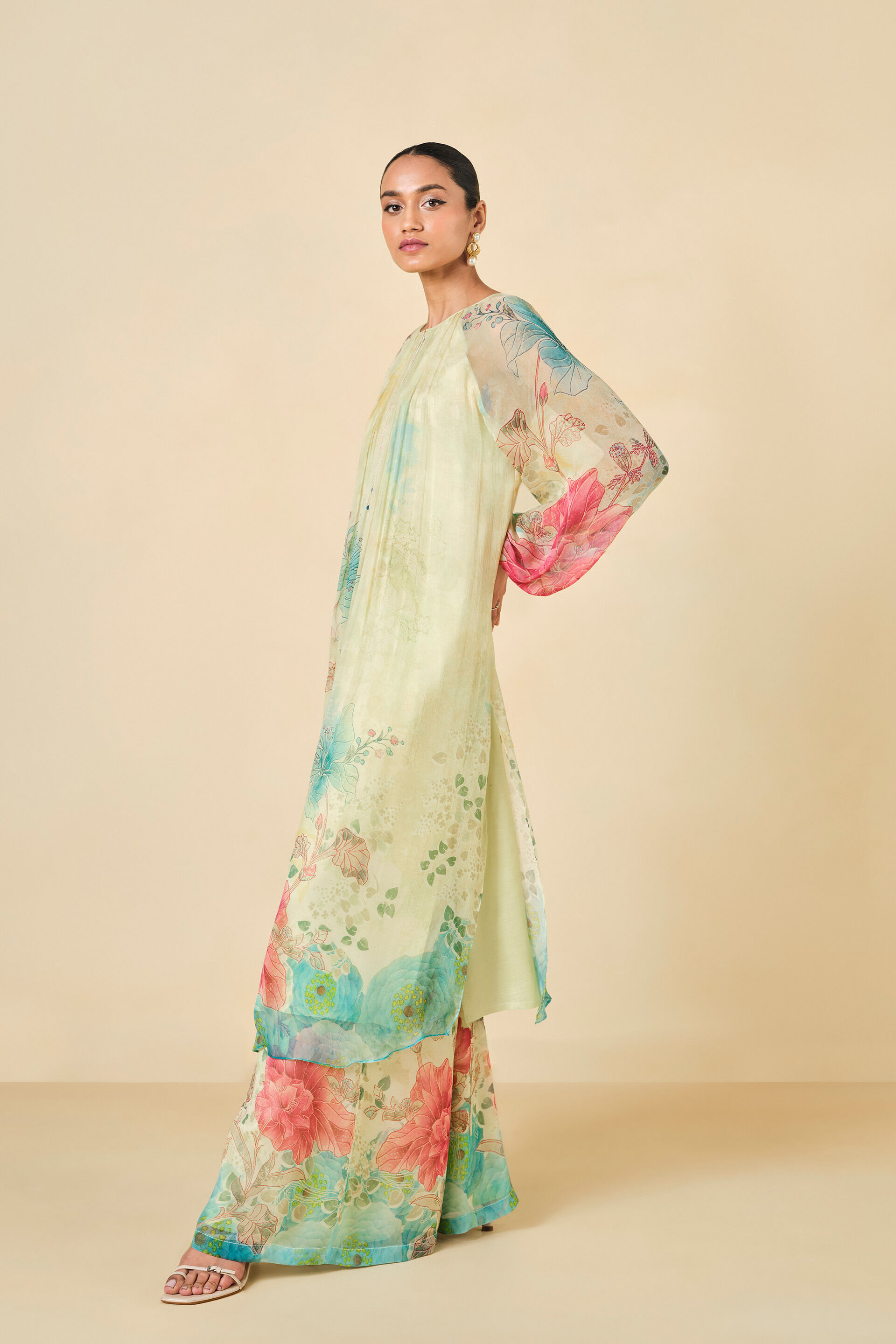 Emmylou Chiffon Kurta Set - Yellow, Yellow, image 2