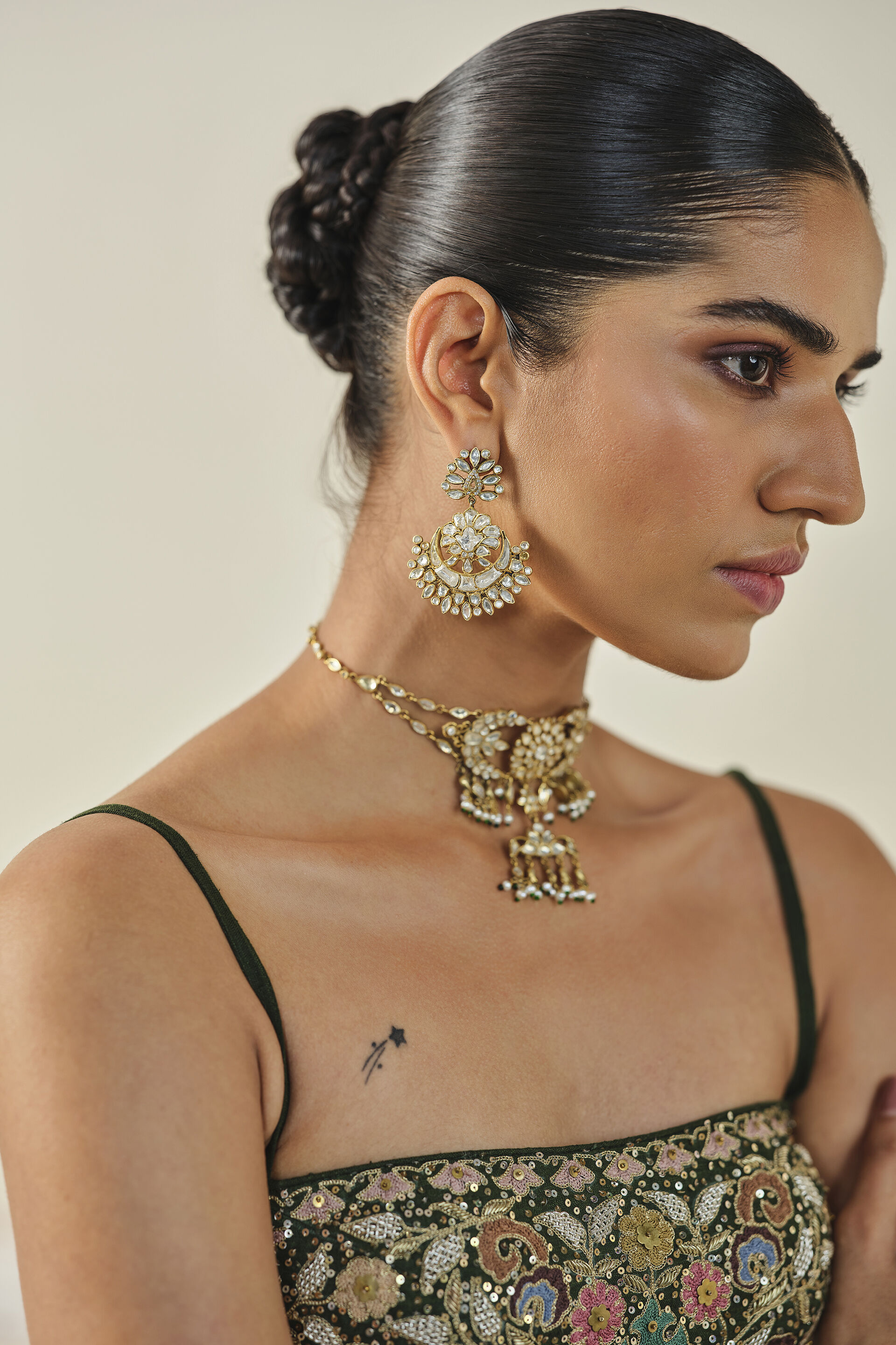 Yiska Embroidered Silk Skirt Set - Green, Green, image 8