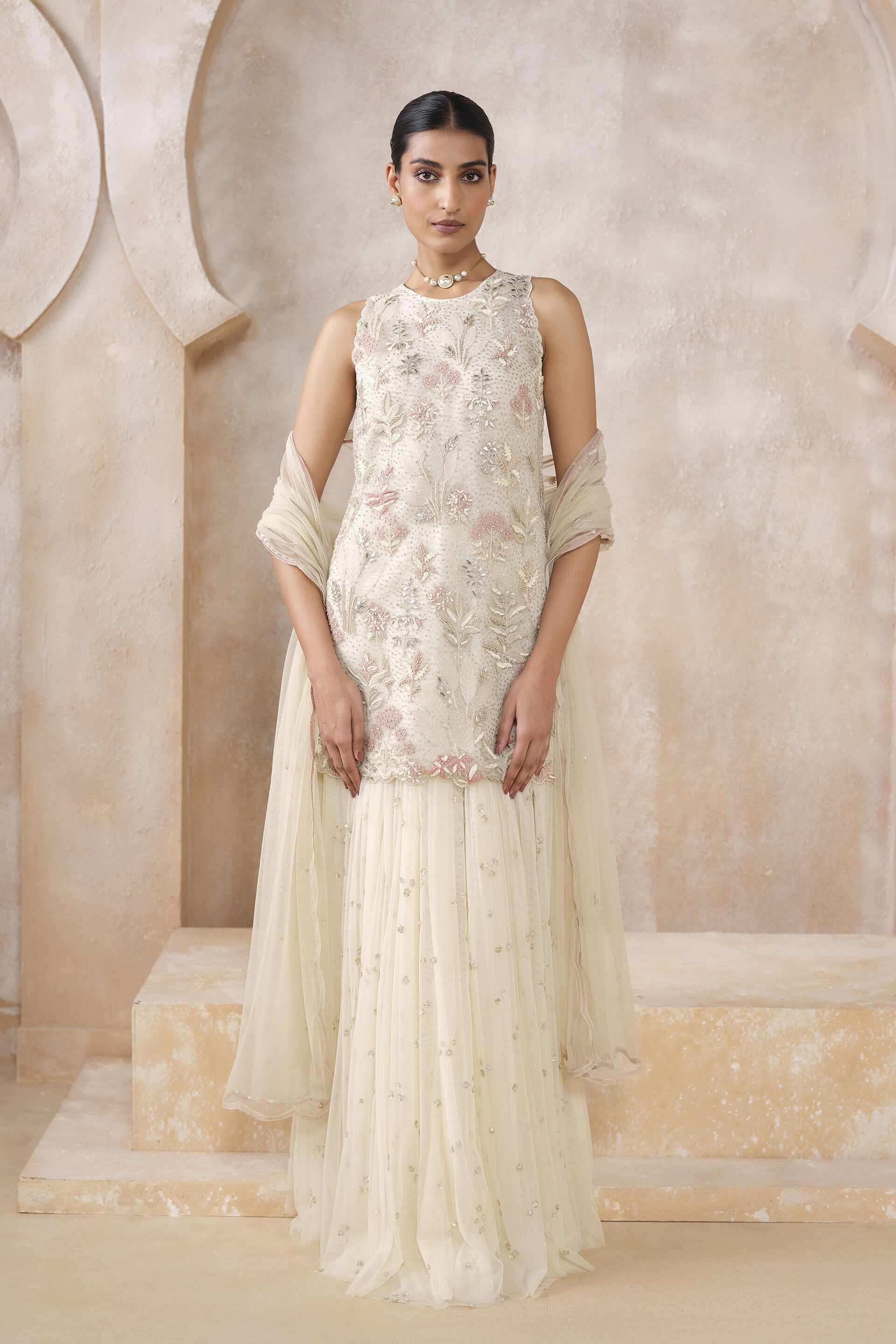 Arlen Embroidered Skirt Set - Ivory, Ivory, image 1