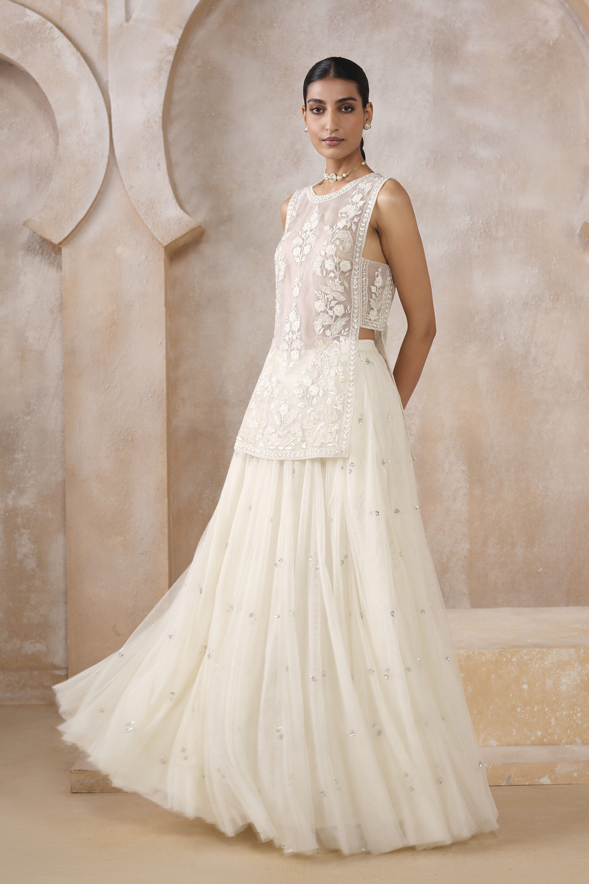 Siofra Silk Skirt Set - Ivory, Ivory, image 3