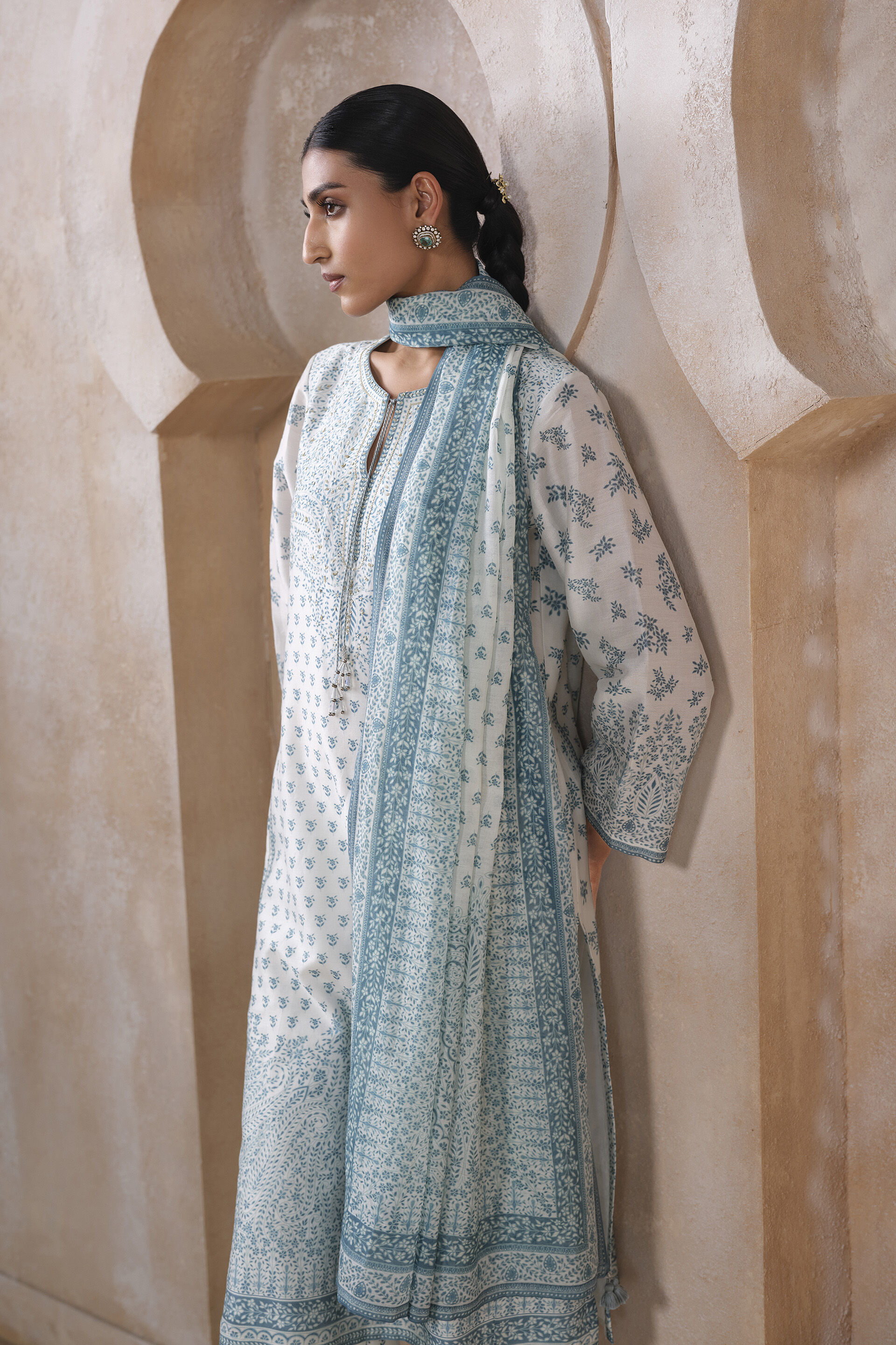 Miral Silk Suit Set - White, White, image 4