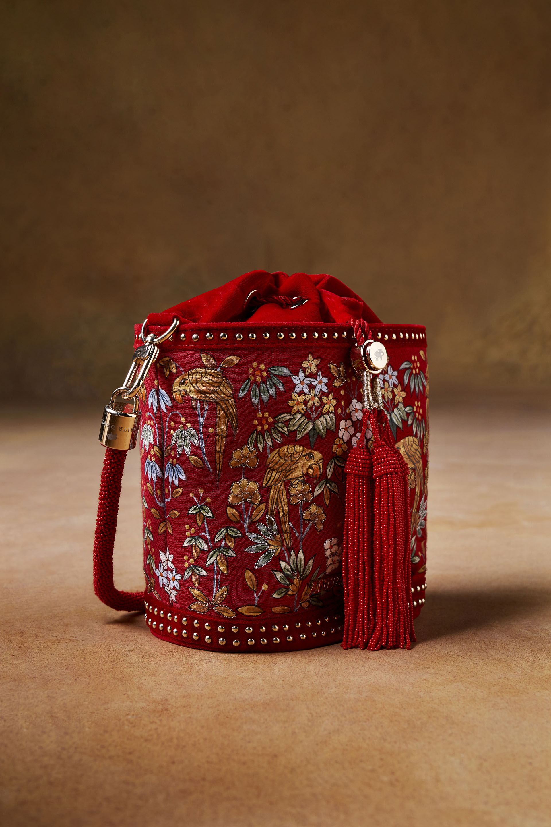 Pichhwai Bucket Bag - Scarlet Red