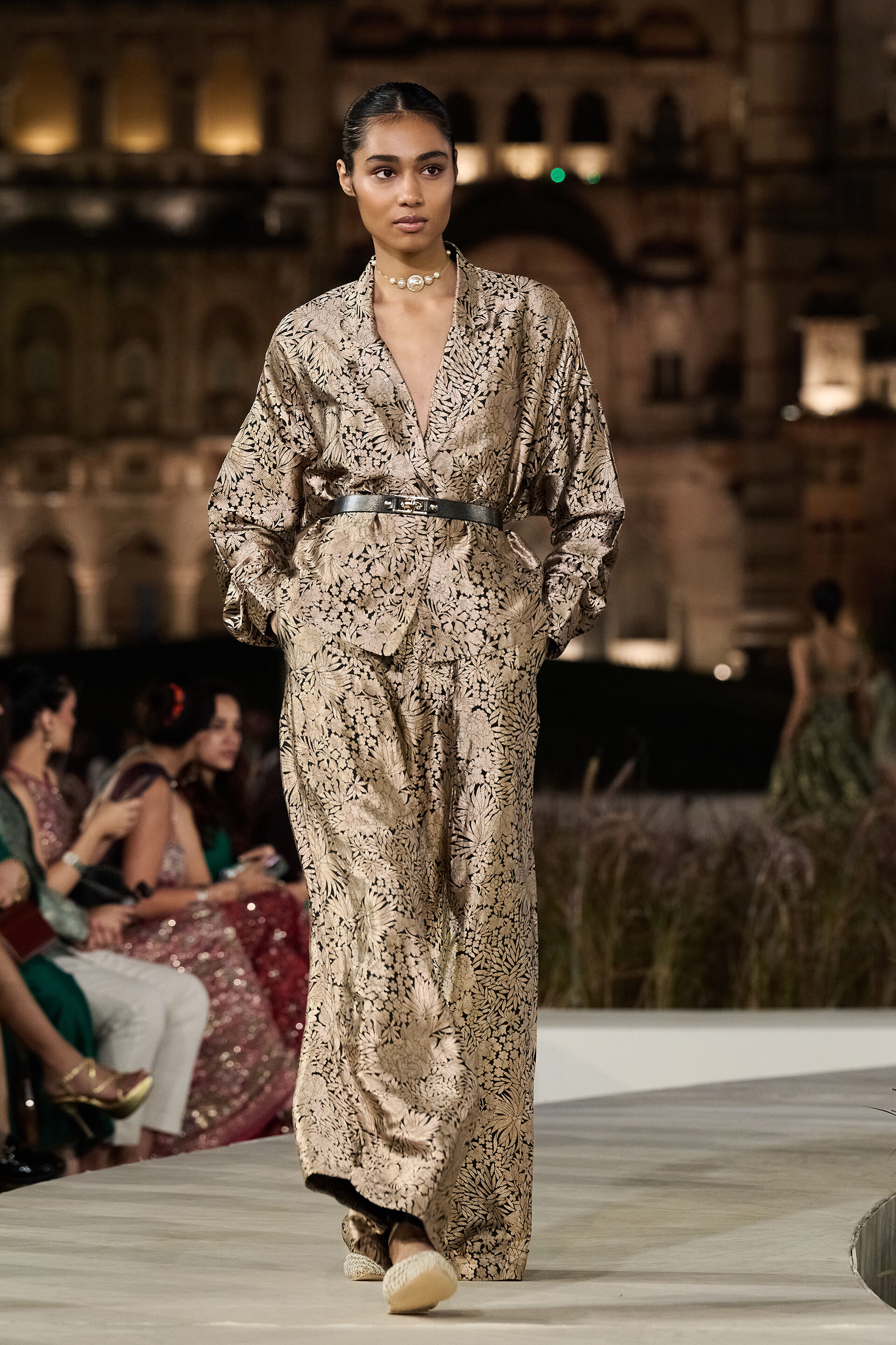 Divolka Handwoven Benarasi Silk Jacket Set - Black, Gold, image 1