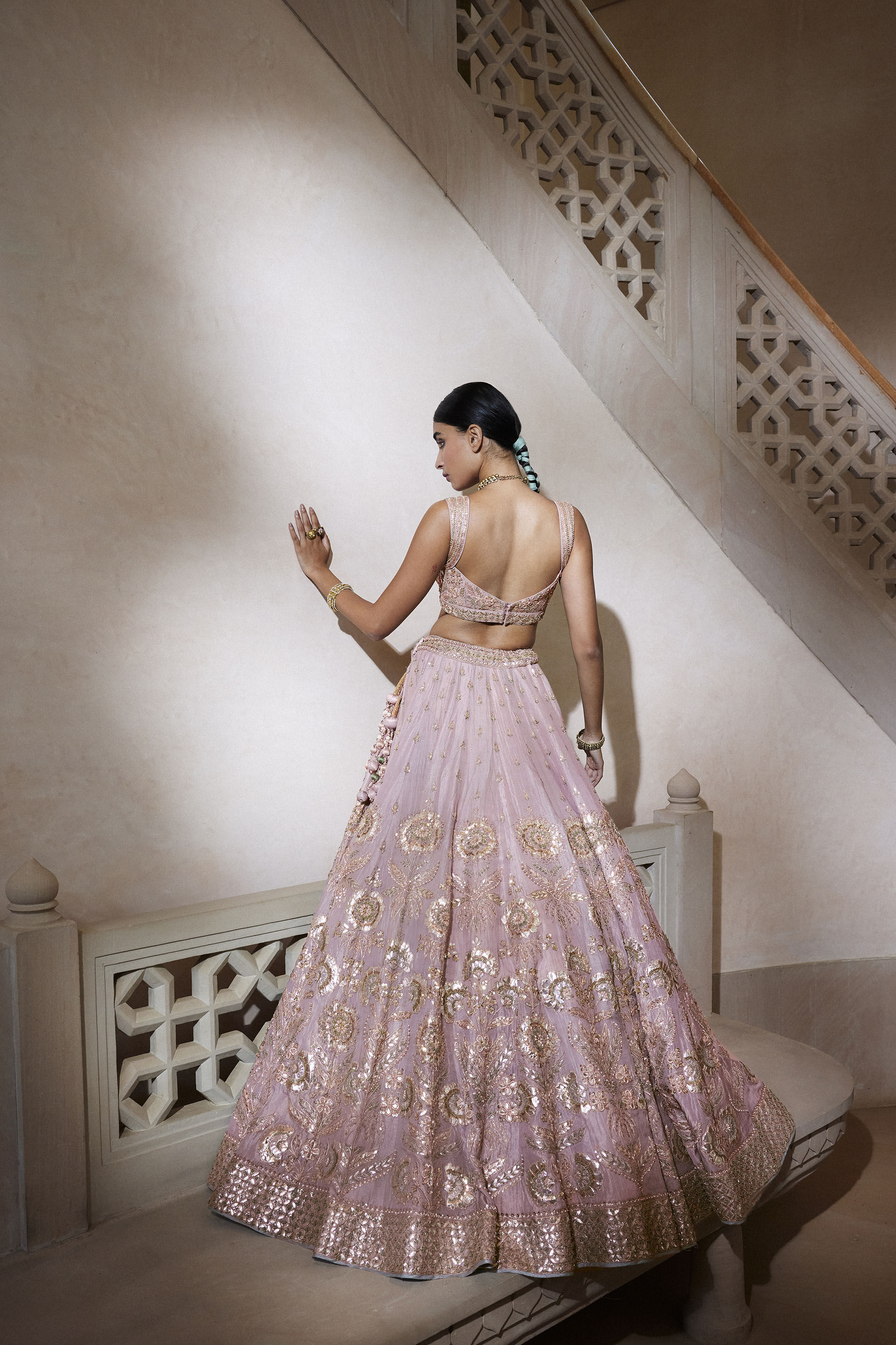 Sitara Resham & Gota Patti Silk Lehenga - Blush