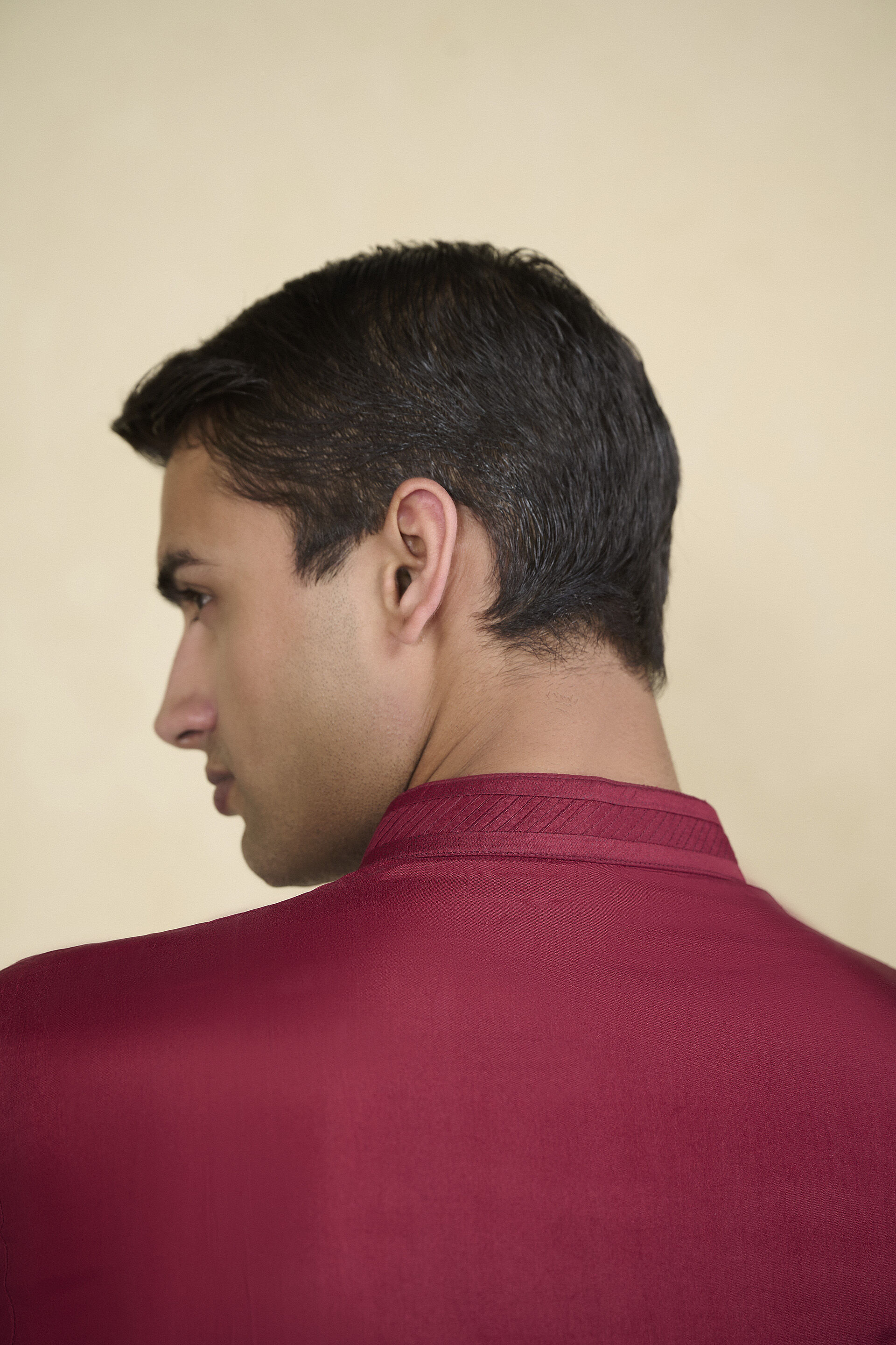 Tuhin Silk Kurta - Maroon, Maroon, image 8