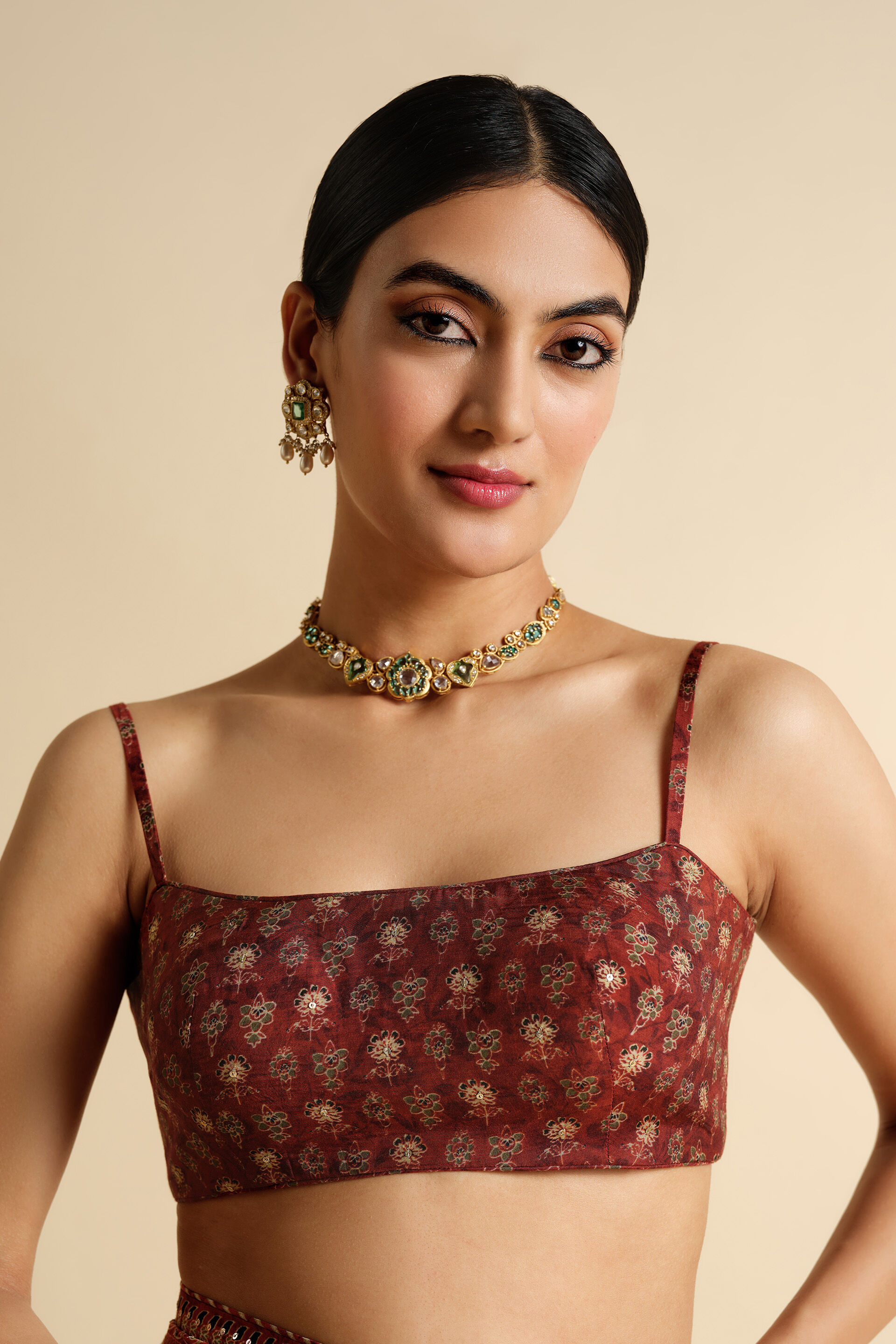 Apramiti Sequin Saree, Red, image 4