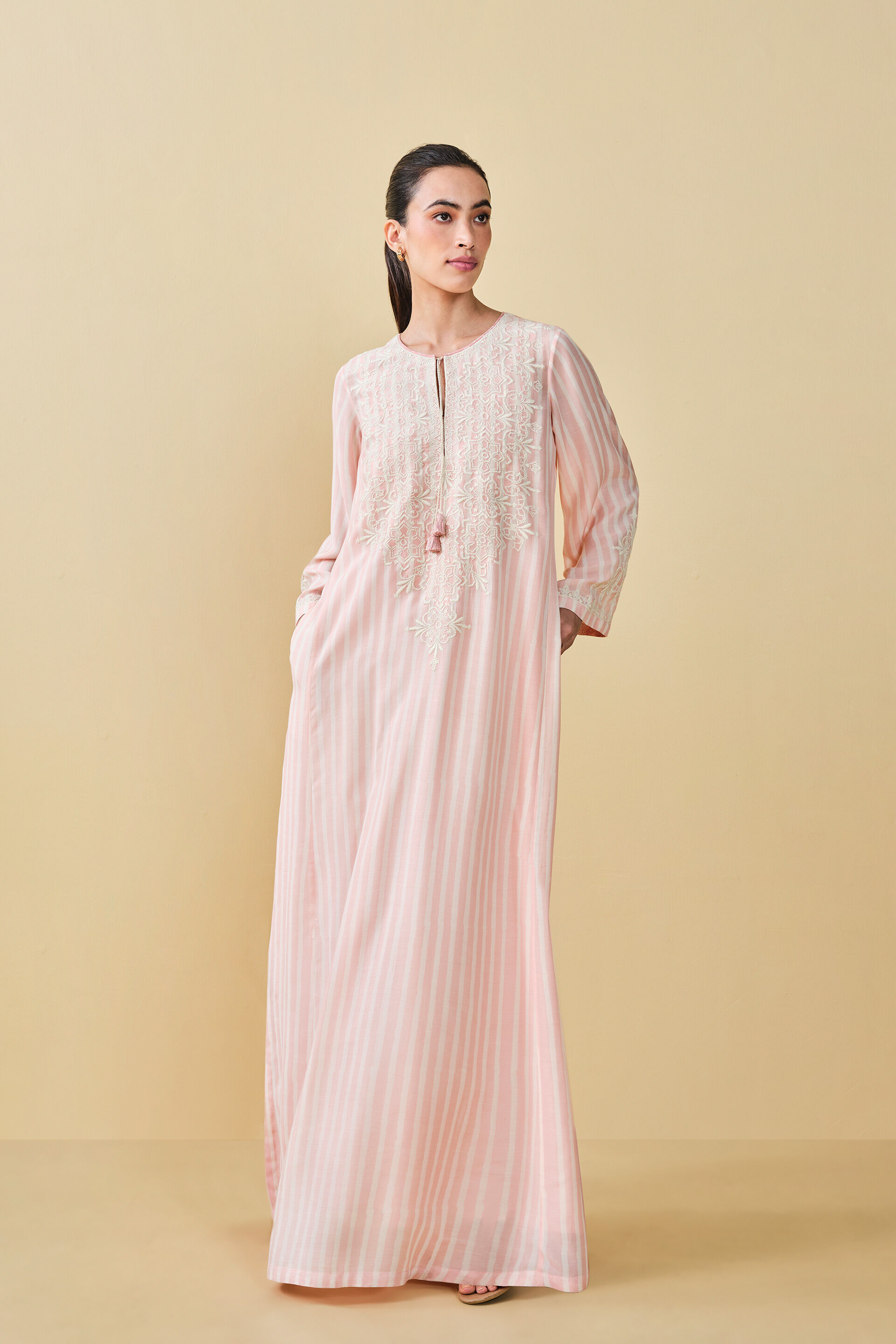 Berry Pluck Hand-block Printed Kaftan - Blush