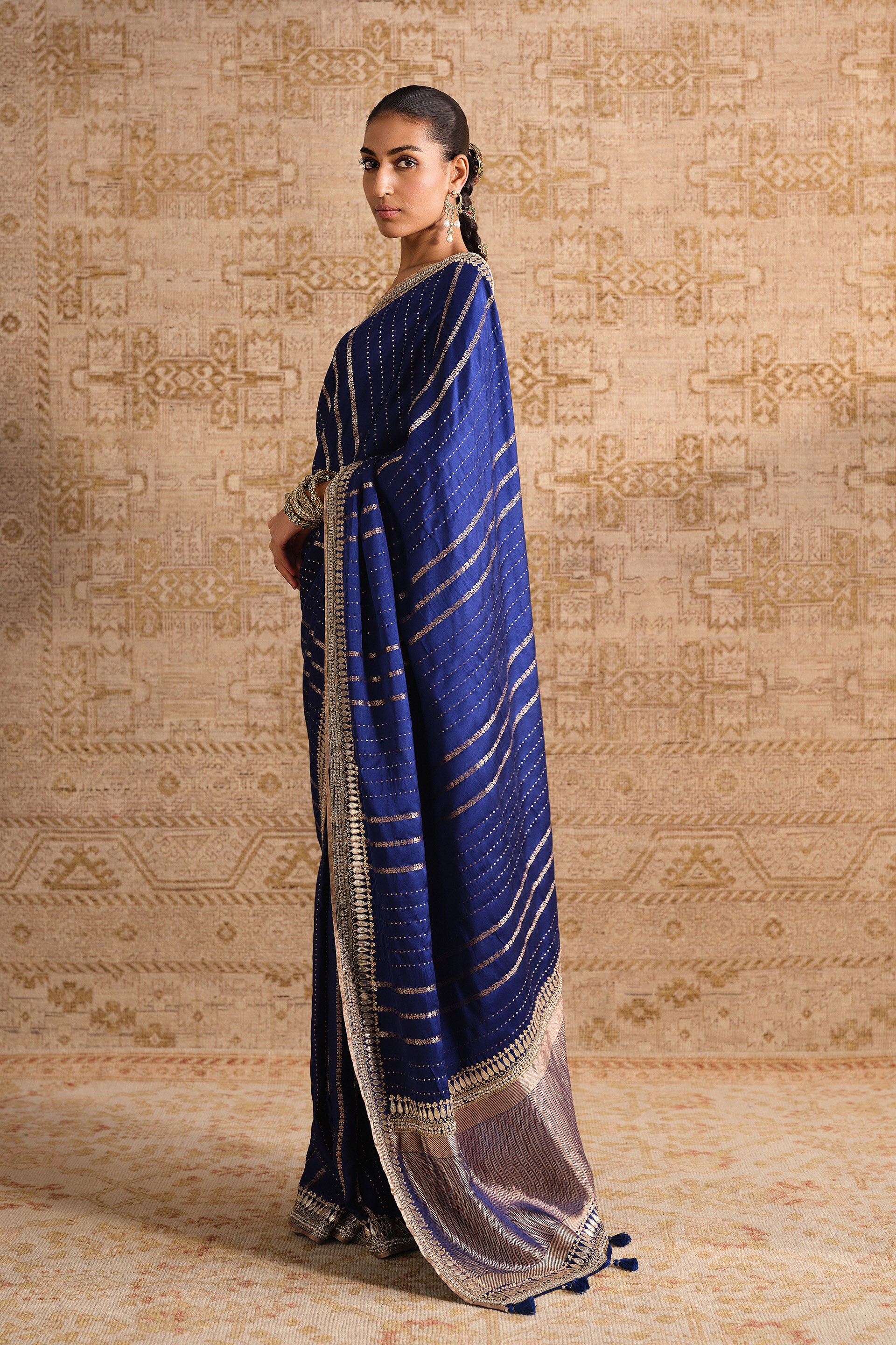 Drishika Handwoven Benarasi Silk Saree, Blue, image 4